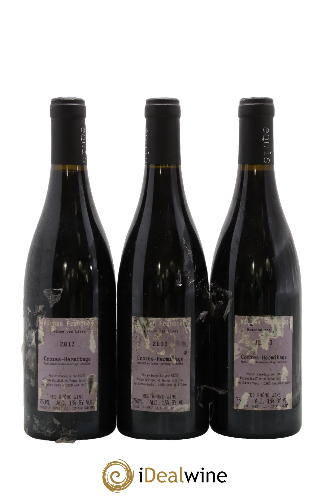 Crozes-Hermitage Vignes Franches Lises (Domaine des) 2013 - Lot de 3 bouteilles - 1