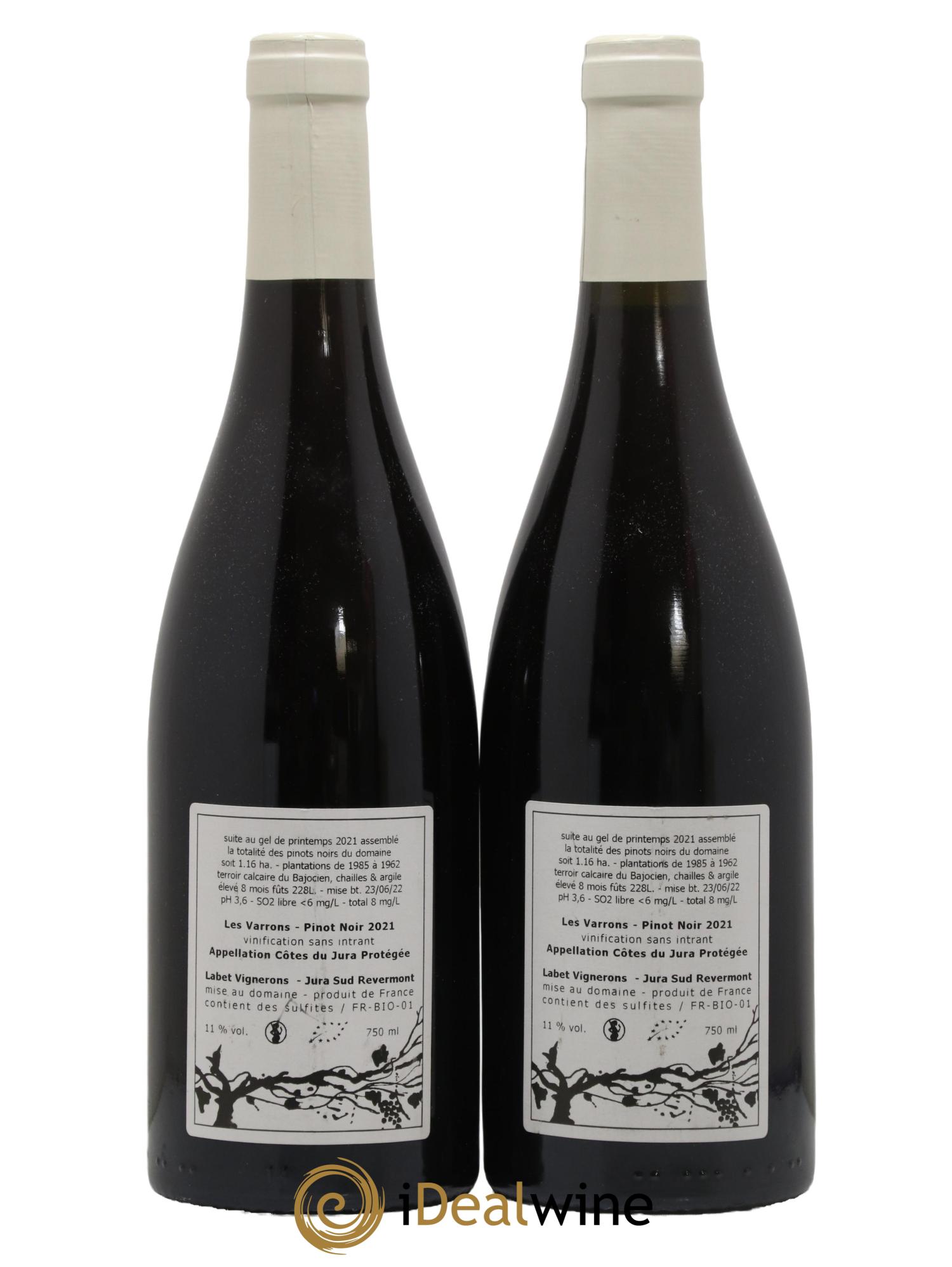Côtes du Jura Pinot Noir Les Varrons Sélection Massale Romain - Julien  - Charline Labet 2021 - Lot de 2 bouteilles - 1