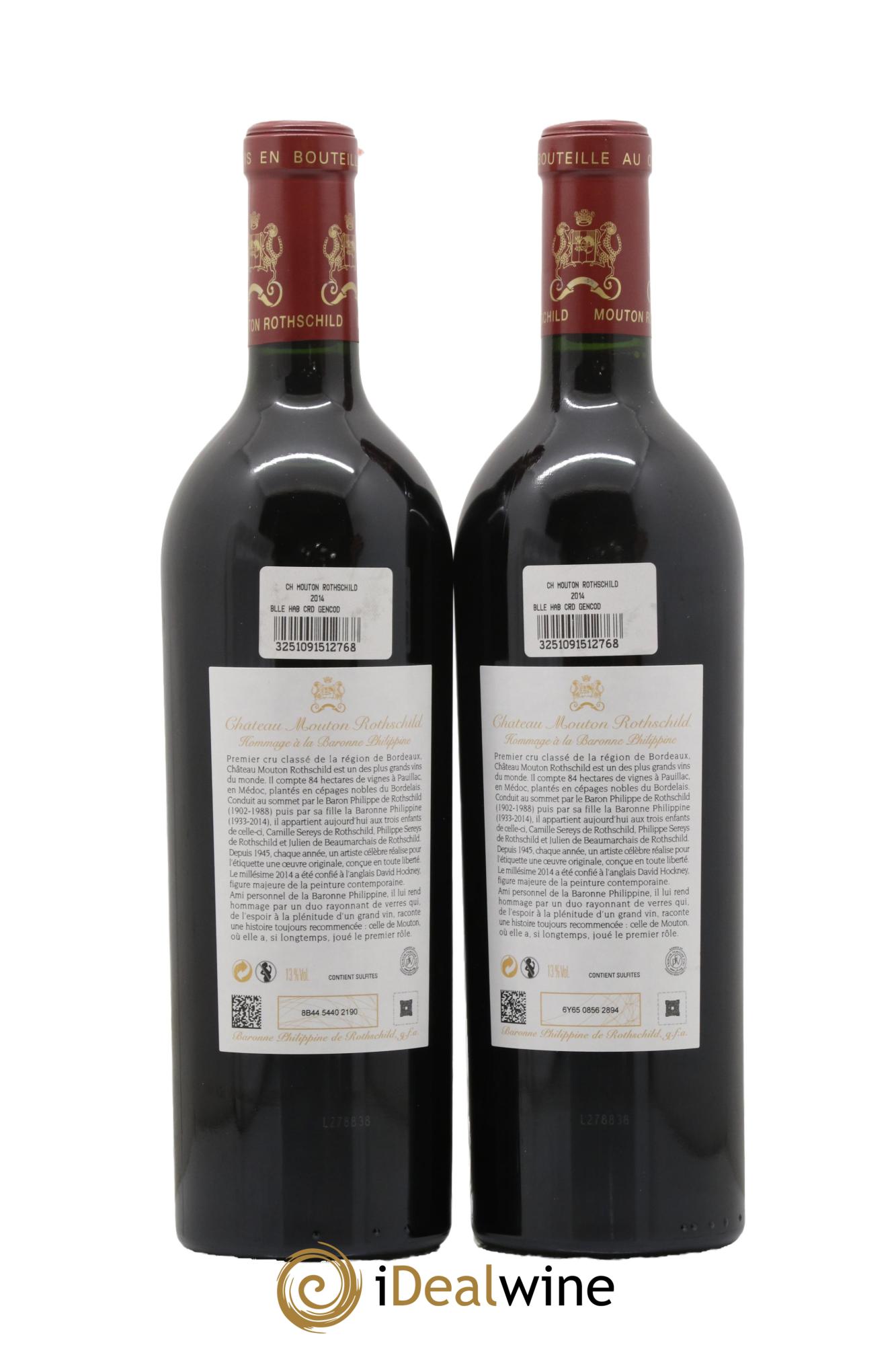 Château Mouton Rothschild 1er Grand Cru Classé 2014 - Lot de 2 bouteilles - 1