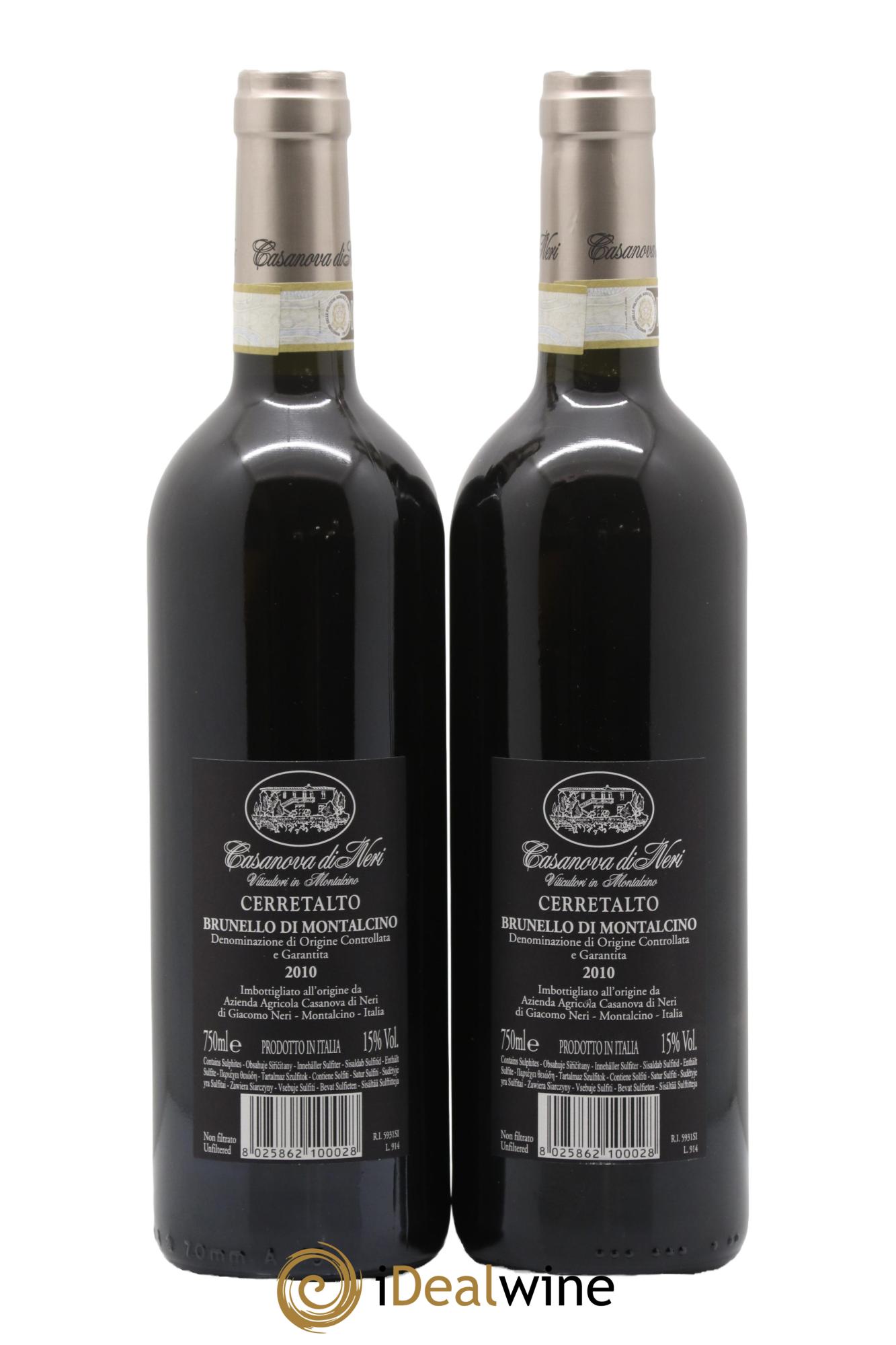 Brunello di Montalcino DOCG Cerretalto Casanova di Neri - Giacomo Neri 2010 - Lotto di 2 bottiglie - 1