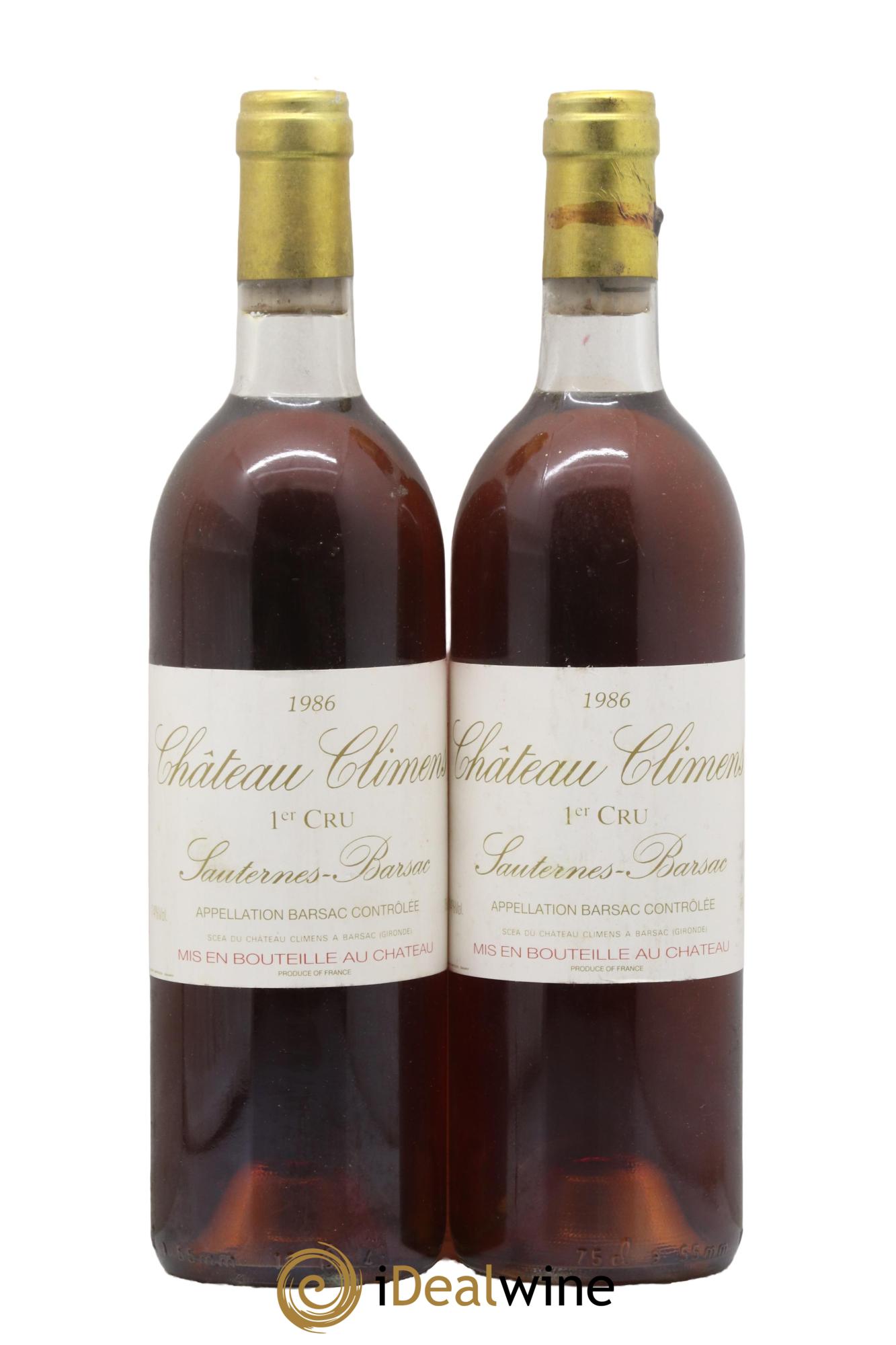 Château Climens 1er Grand Cru Classé 1986 - Lot of 2 bottles - 0