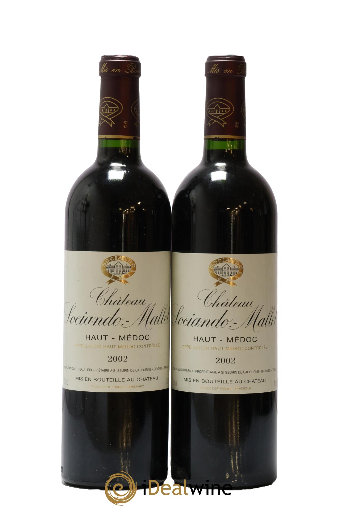 Château Sociando Mallet 2002 - Lot de 2 bouteilles - 0