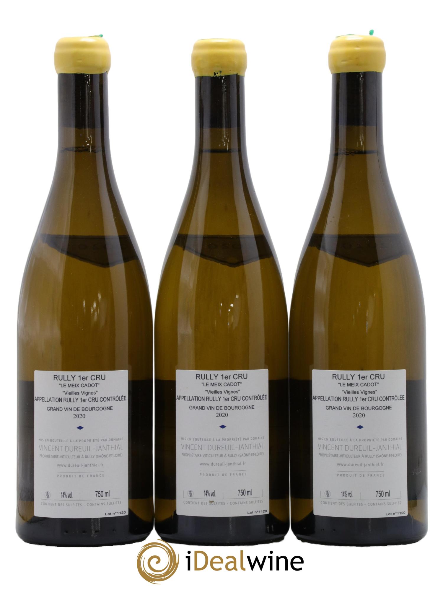 Rully 1er Cru Le Meix Cadot Vieilles Vignes Vincent Dureuil-Janthial 2020 - Posten von 3 Flaschen - 1