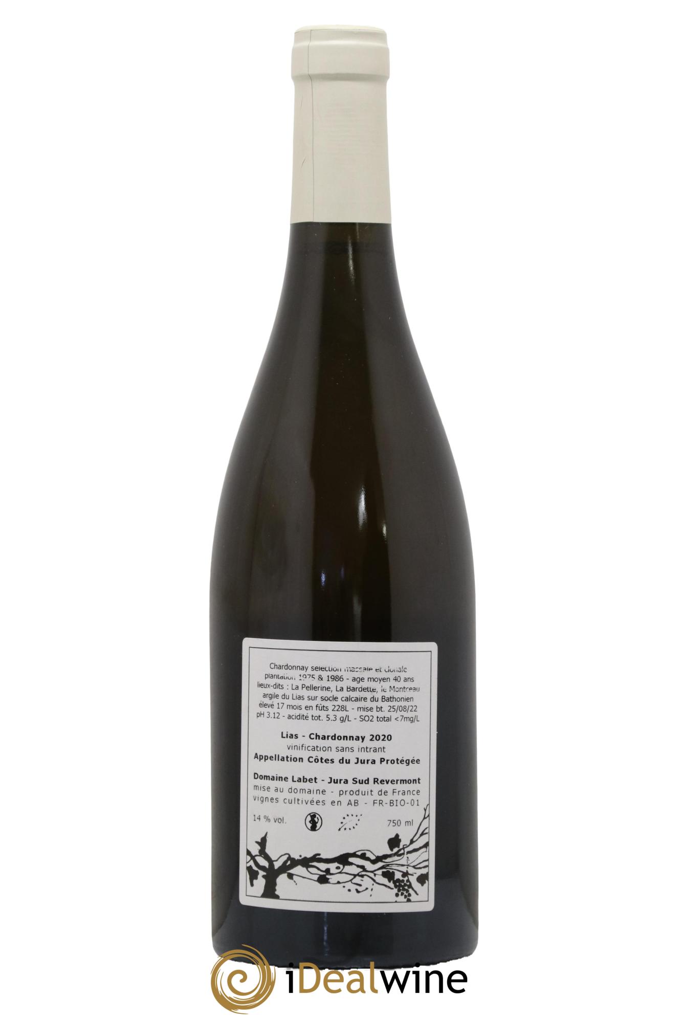 Côtes du Jura Chardonnay Lias Romain - Julien - Charline Labet 2020 - Lot de 1 bouteille - 1