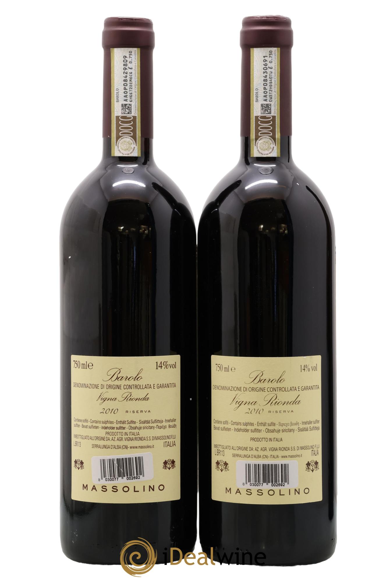 Barolo DOCG Riserva Vigna Rionda Massolino 2010 - Lot de 2 bouteilles - 1
