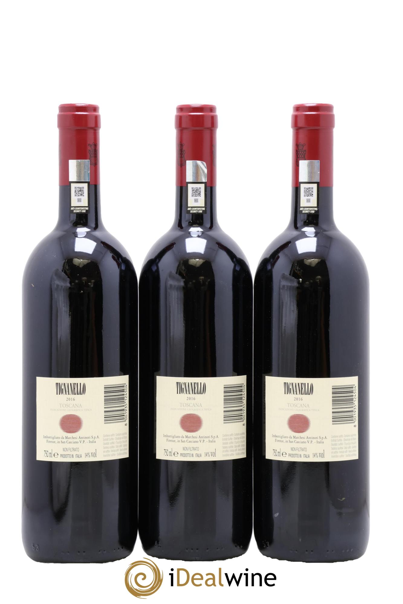Toscana IGT Tignanello Tenuta Tignanello - Marchesi Antinori 2016 - Lot de 3 bouteilles - 1