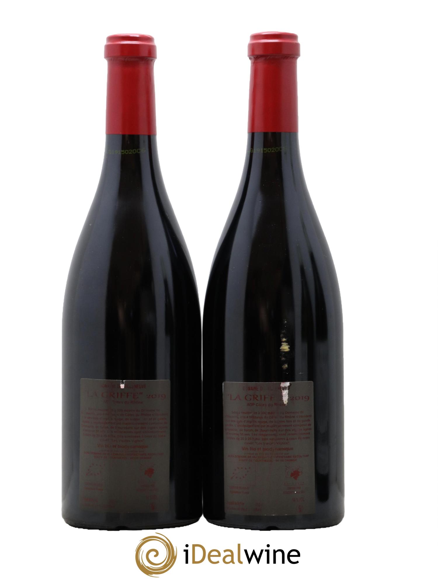 Côtes-du-Rhône La Griffe Domaine de Villeneuve 2019 - Lot de 2 bouteilles - 1