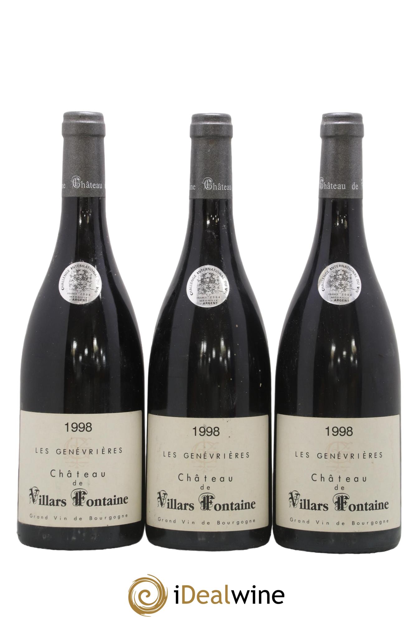 Hautes-Côtes de Nuits Les Genevrières Château Villars Fontaine 1998 - Lot de 3 bouteilles - 0
