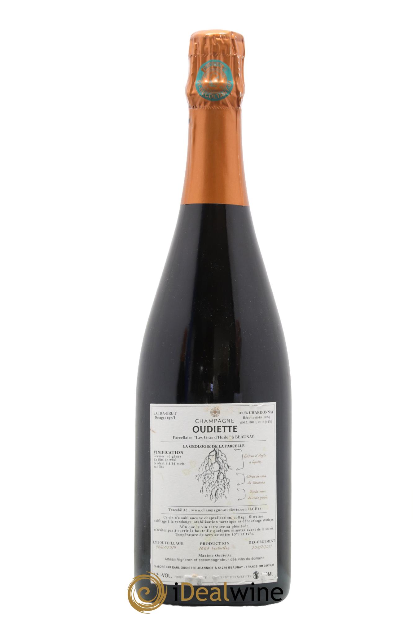 Champagne LGH Les Gras d'Huile Oudiette - Lot de 1 bouteille - 1