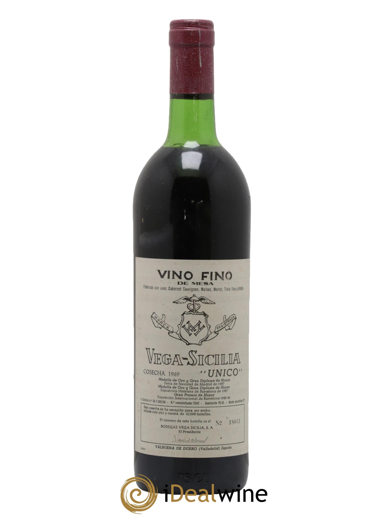 Ribera Del Duero DO Vega Sicilia Unico Famille Alvarez 1969 - Lot de 1 bouteille - 0