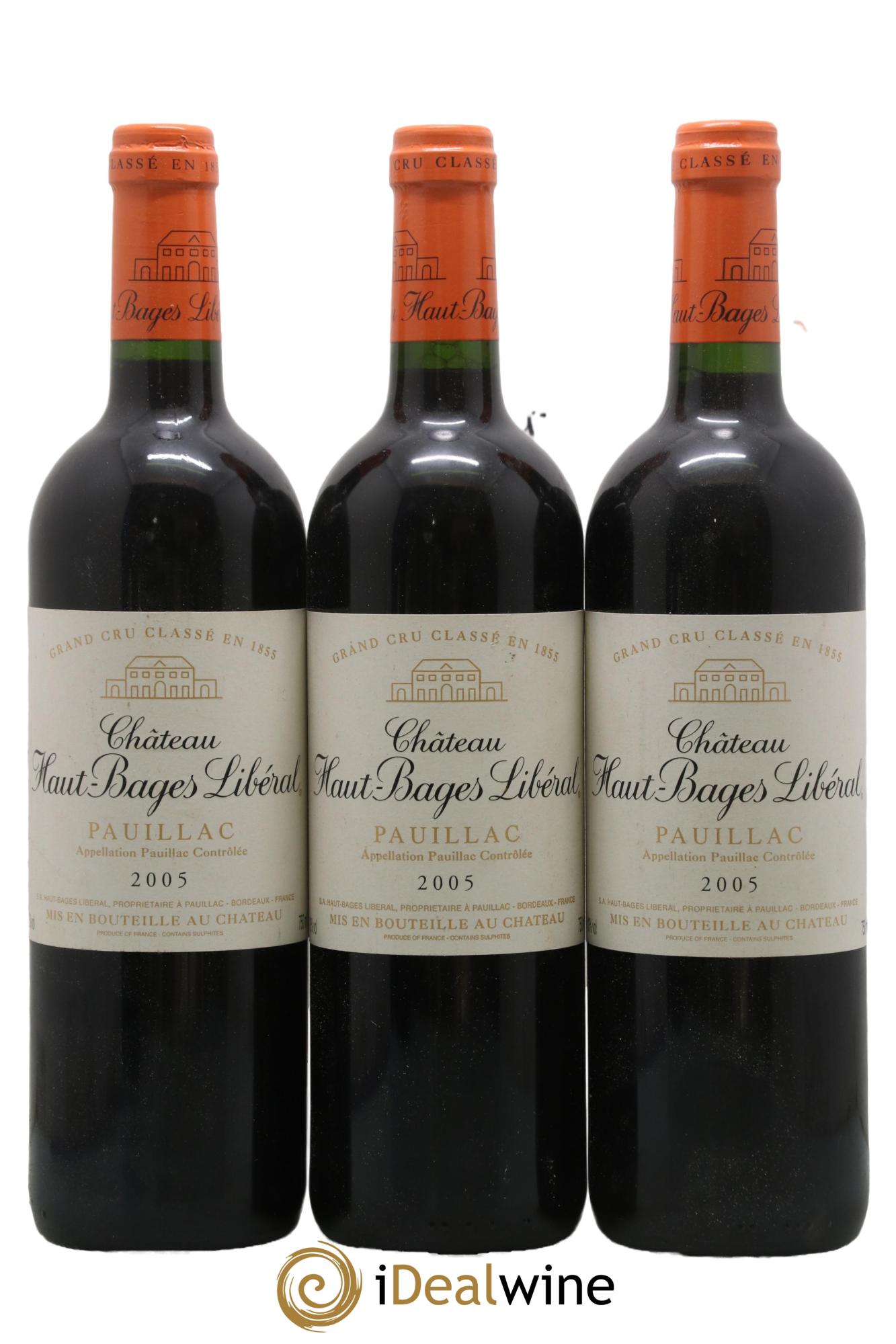 Château Haut Bages Libéral 5ème Grand Cru Classé 2005 - Lot of 3 bottles - 0