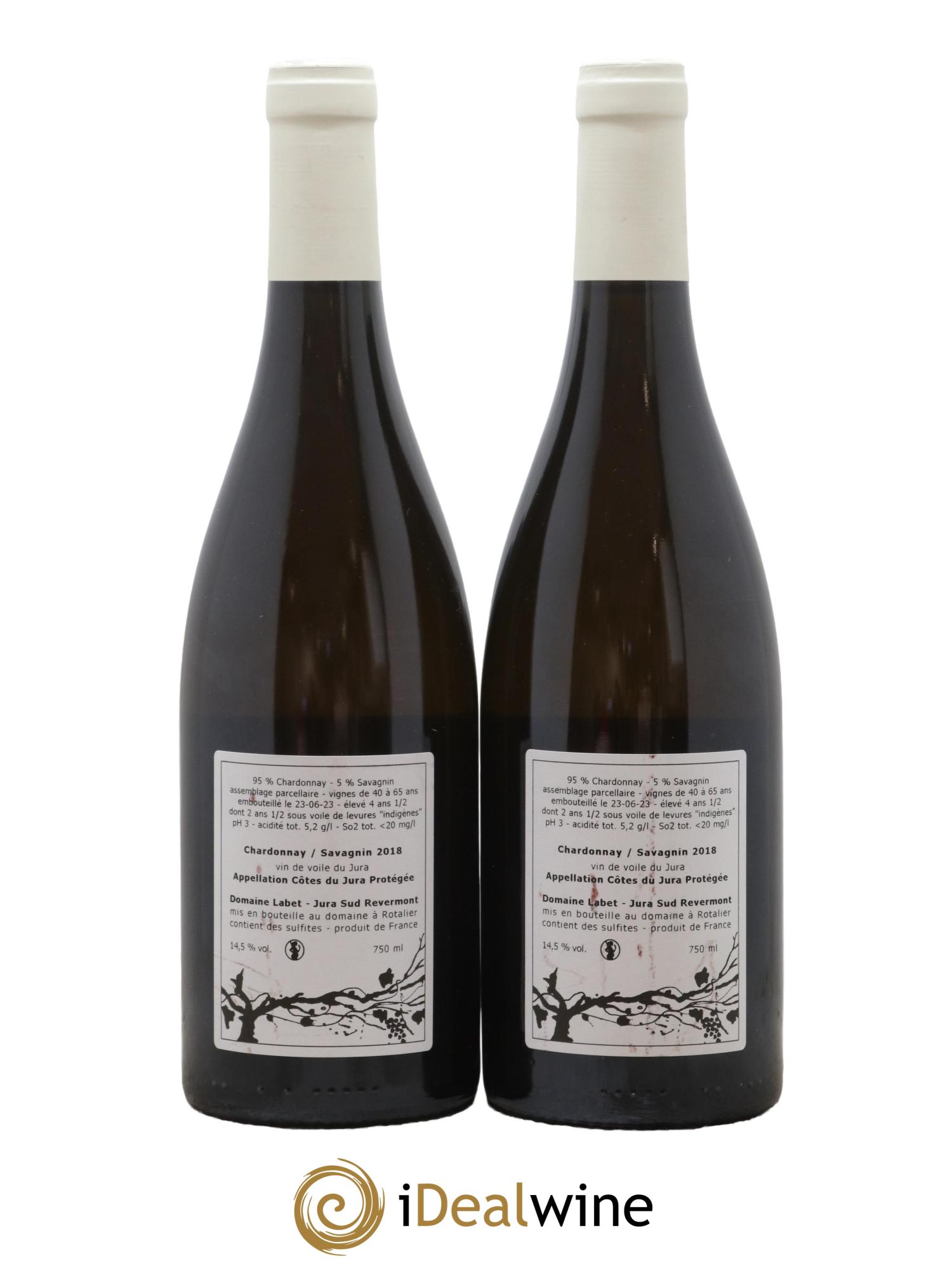 Côtes du Jura Vin de Voile Chardonnay-Savagnin cuvée de garde Romain - Julien - Charline Labet 2018 - Lot de 2 bouteilles - 1