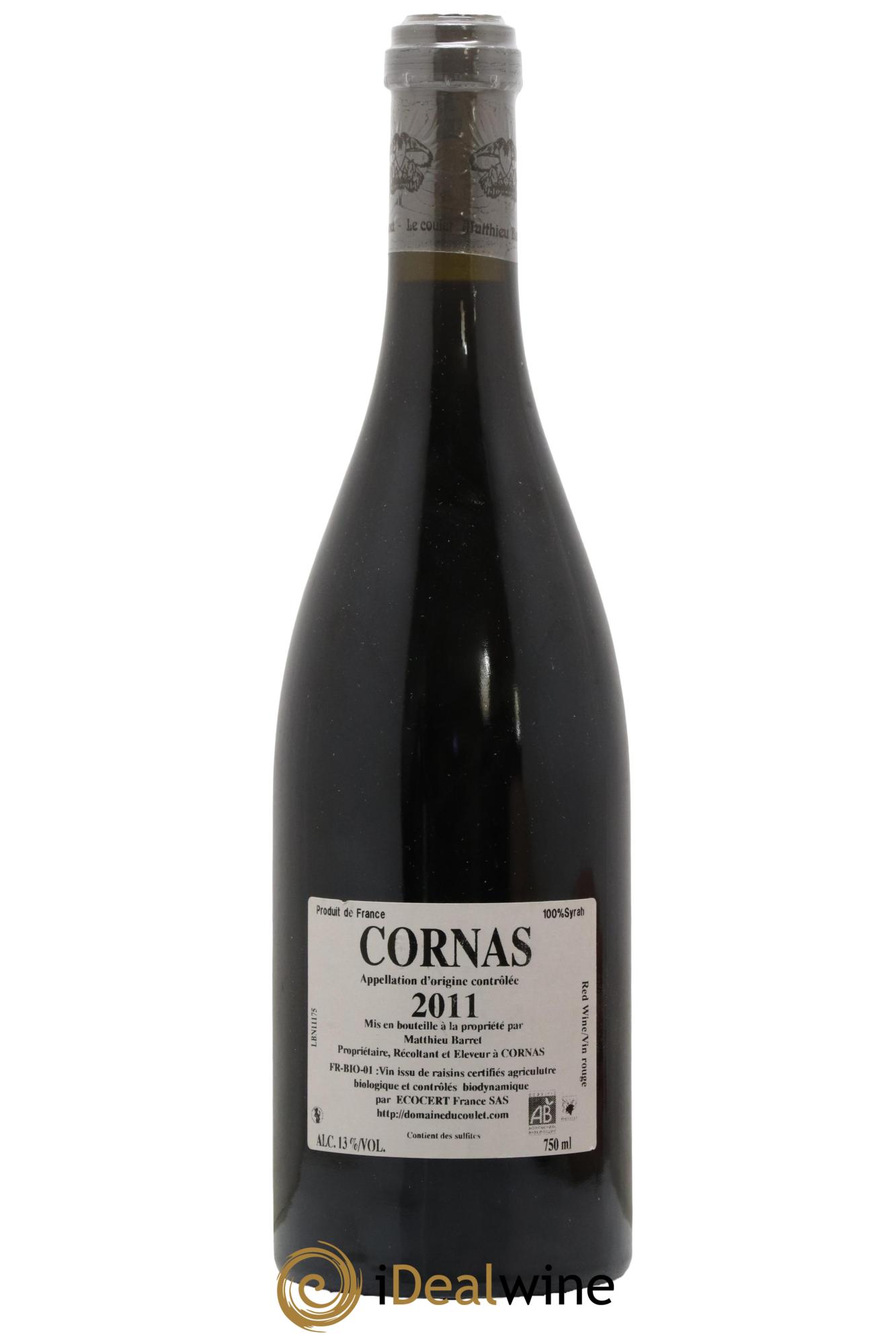 Cornas Billes Noires Coulet (Domaine du) - Matthieu Barret 2011 - Lot of 1 bottle - 1