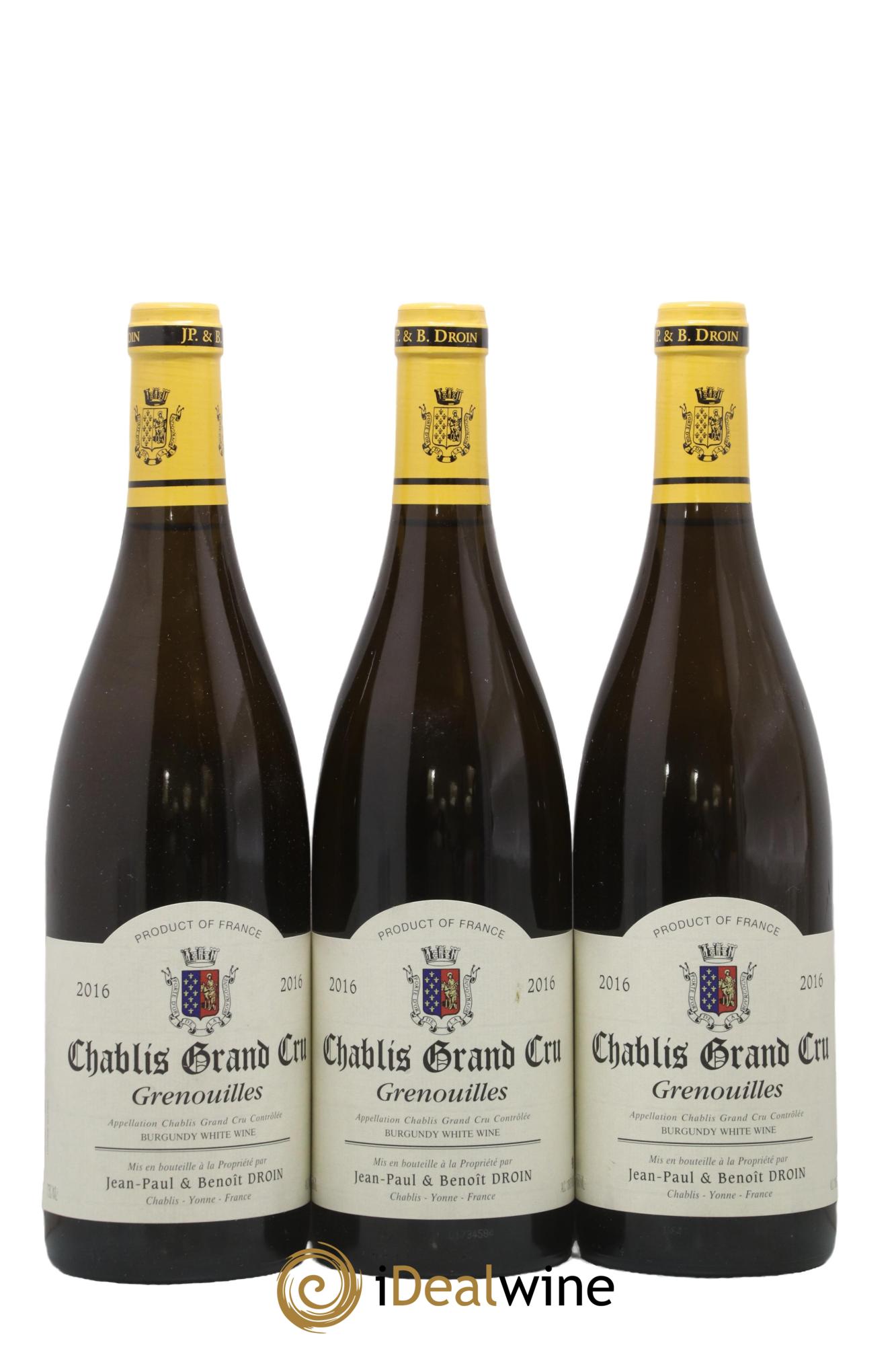 Chablis Grand Cru Grenouilles Jean-Paul & Benoît Droin (Domaine) 2016 - Lotto di 3 bottiglie - 0
