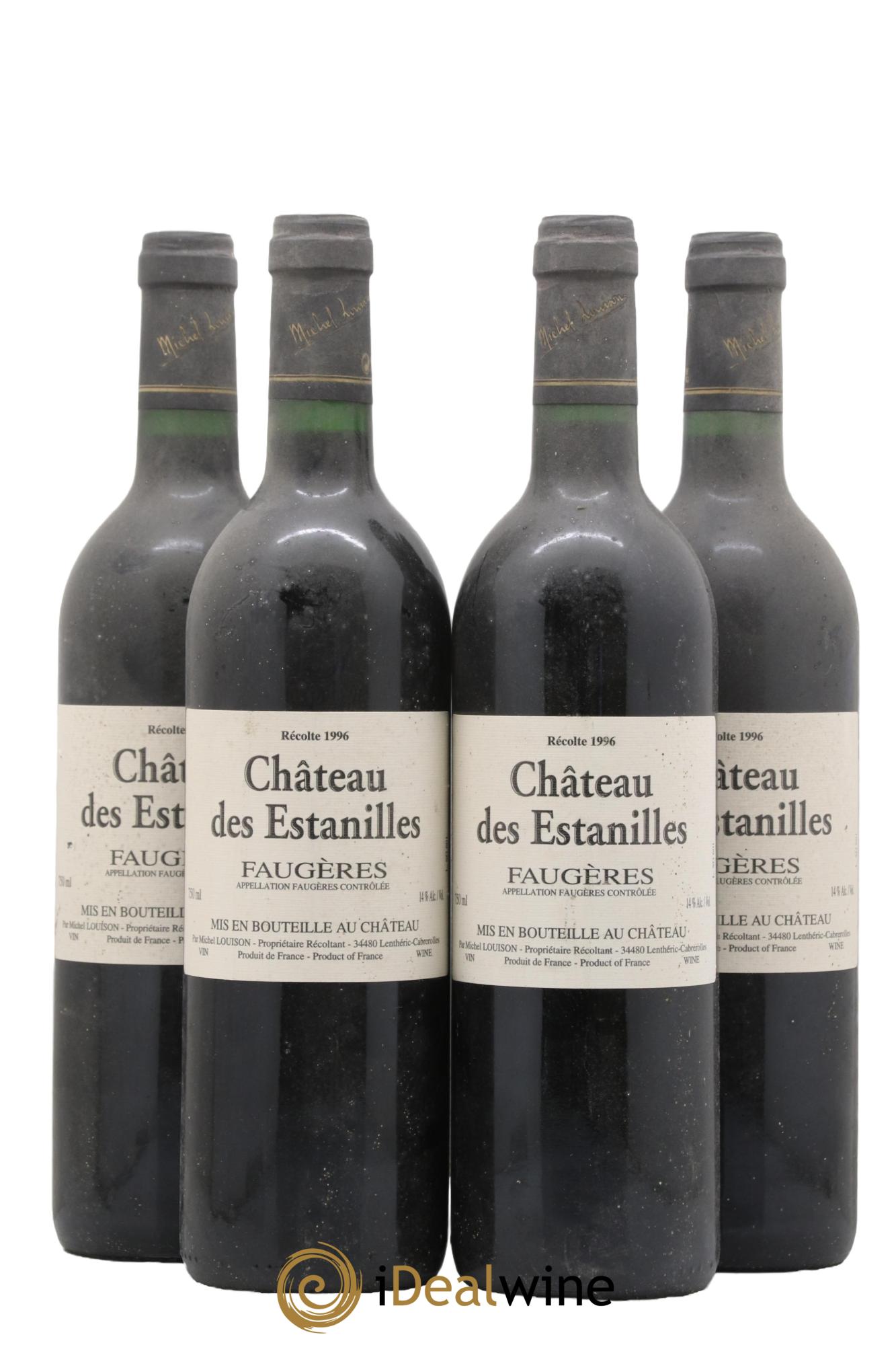 Faugères Château des Estanilles 1996 - Lotto di 4 bottiglie - 0