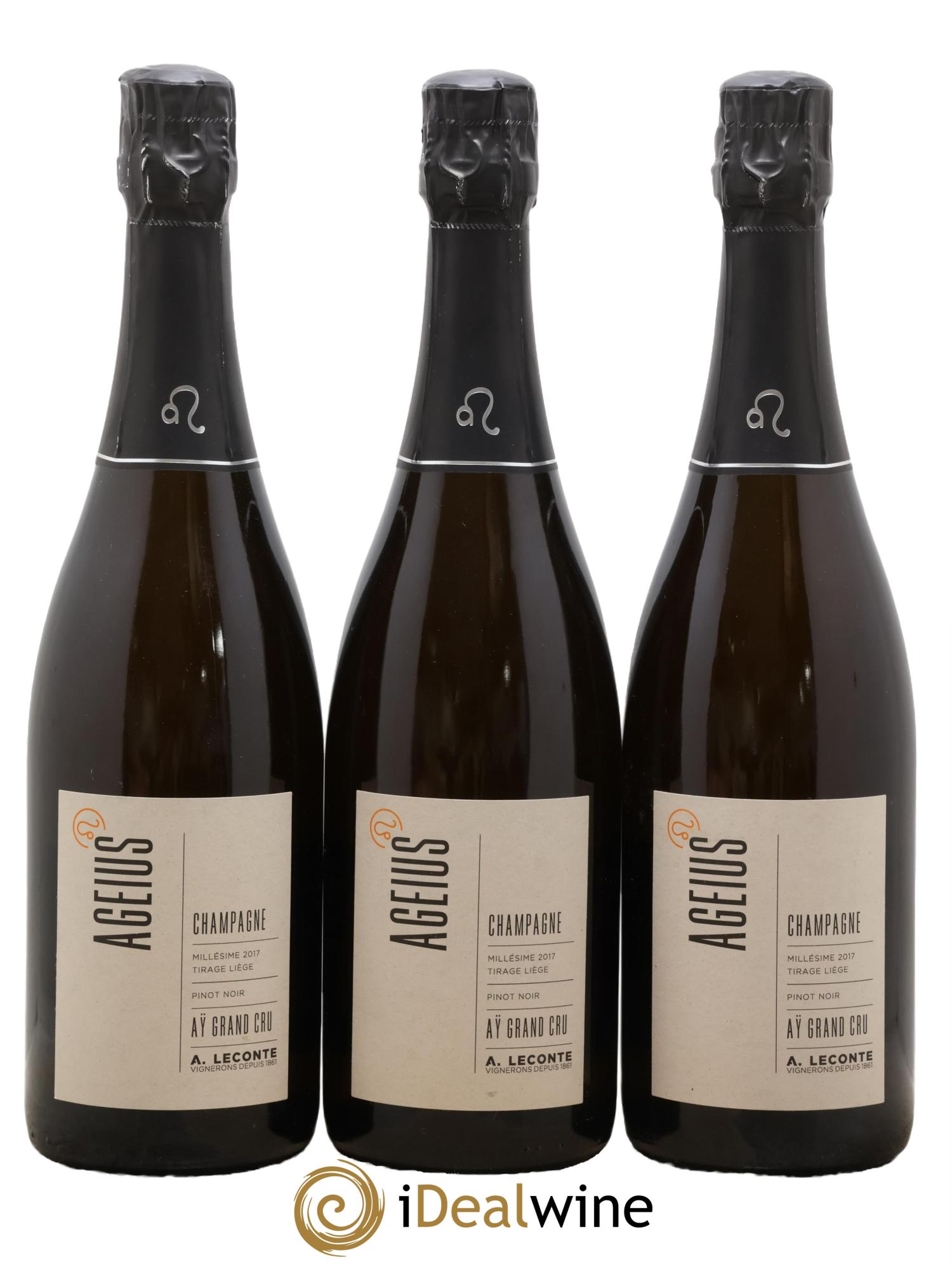 Champagne Aÿ Grand cru Blanc de Noirs Ageius Maison Lecomte 2017 - Posten von 3 Flaschen - 0