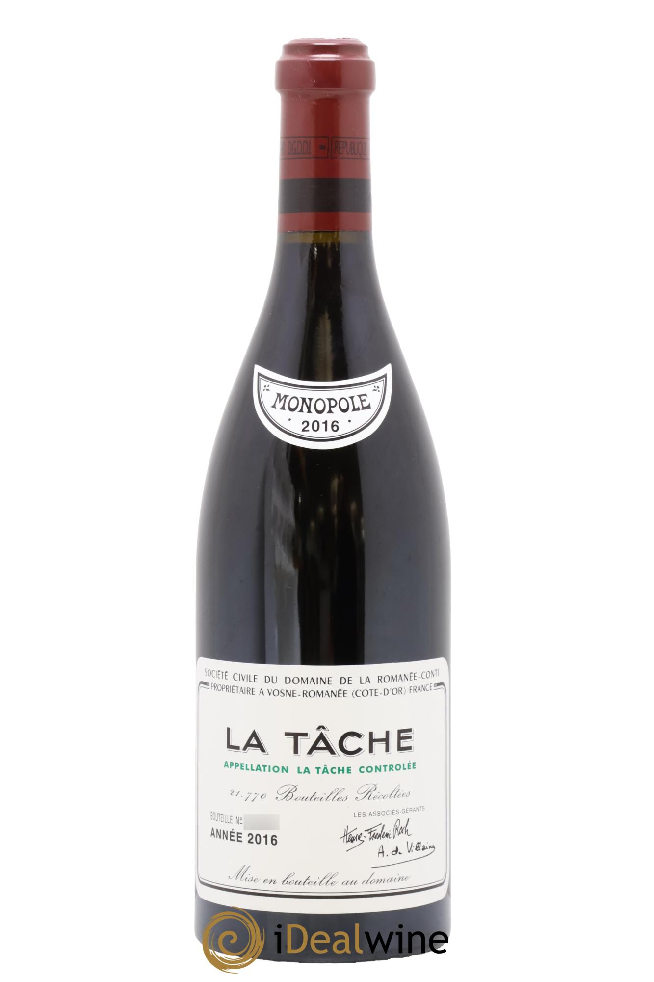 La Tâche Grand Cru Domaine de la Romanée-Conti 2016 - Lote de 1 botella - 0