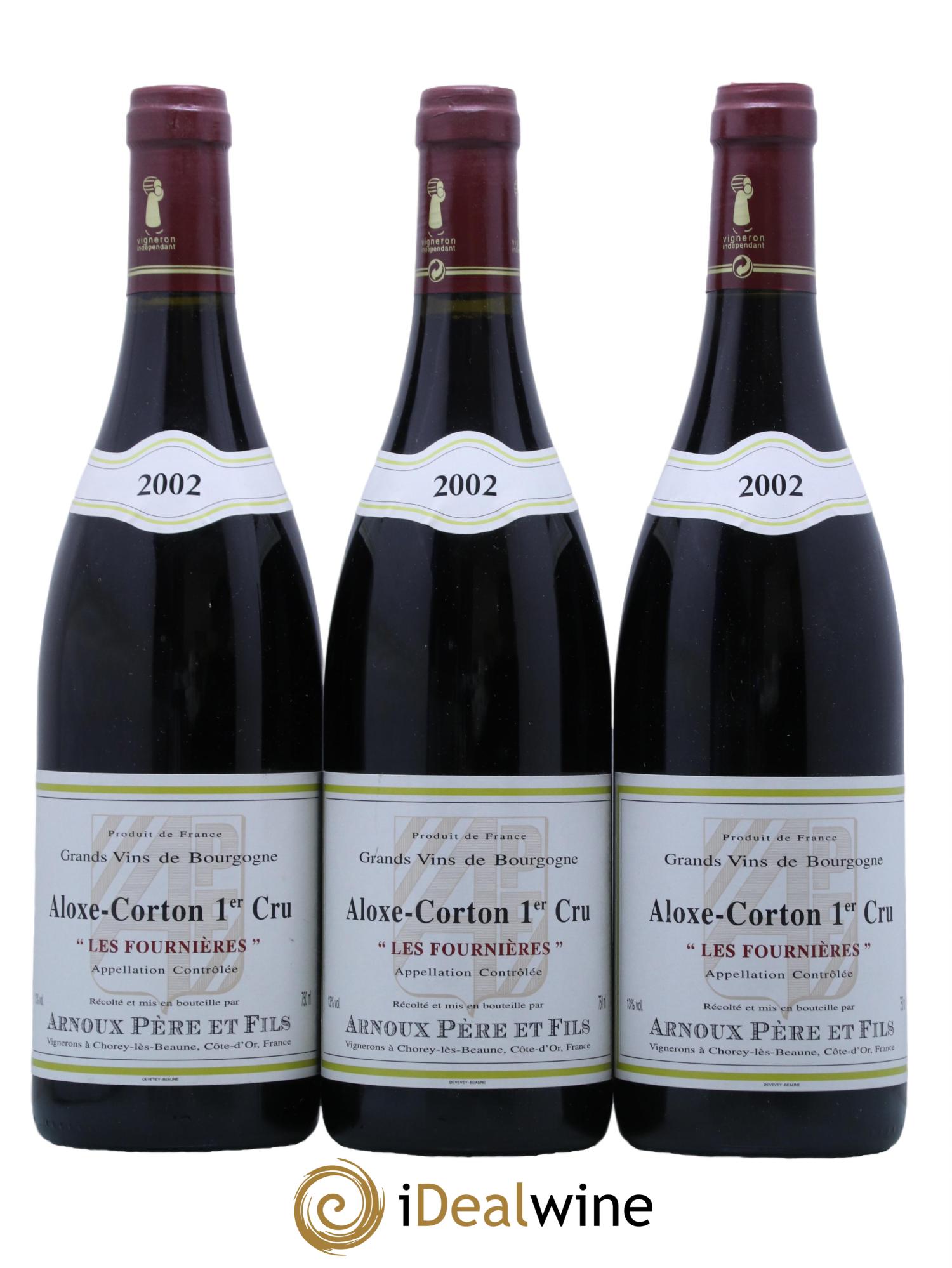 Aloxe-Corton 1er Cru Les Fournieres Domaine Arnoux Pere Et Fils 2002 - Lot de 3 bouteilles - 0