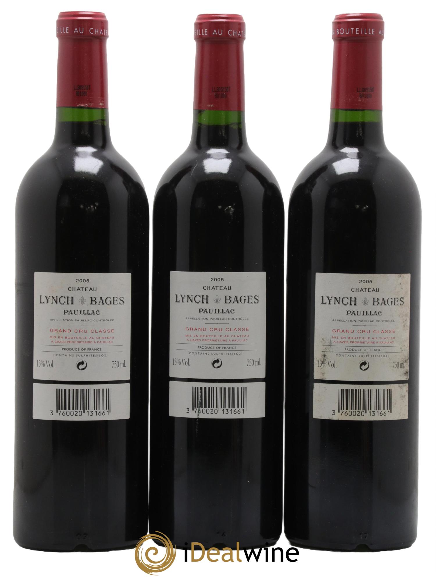 Château Lynch Bages 5ème Grand Cru Classé 2005 - Lot de 3 bouteilles - 1