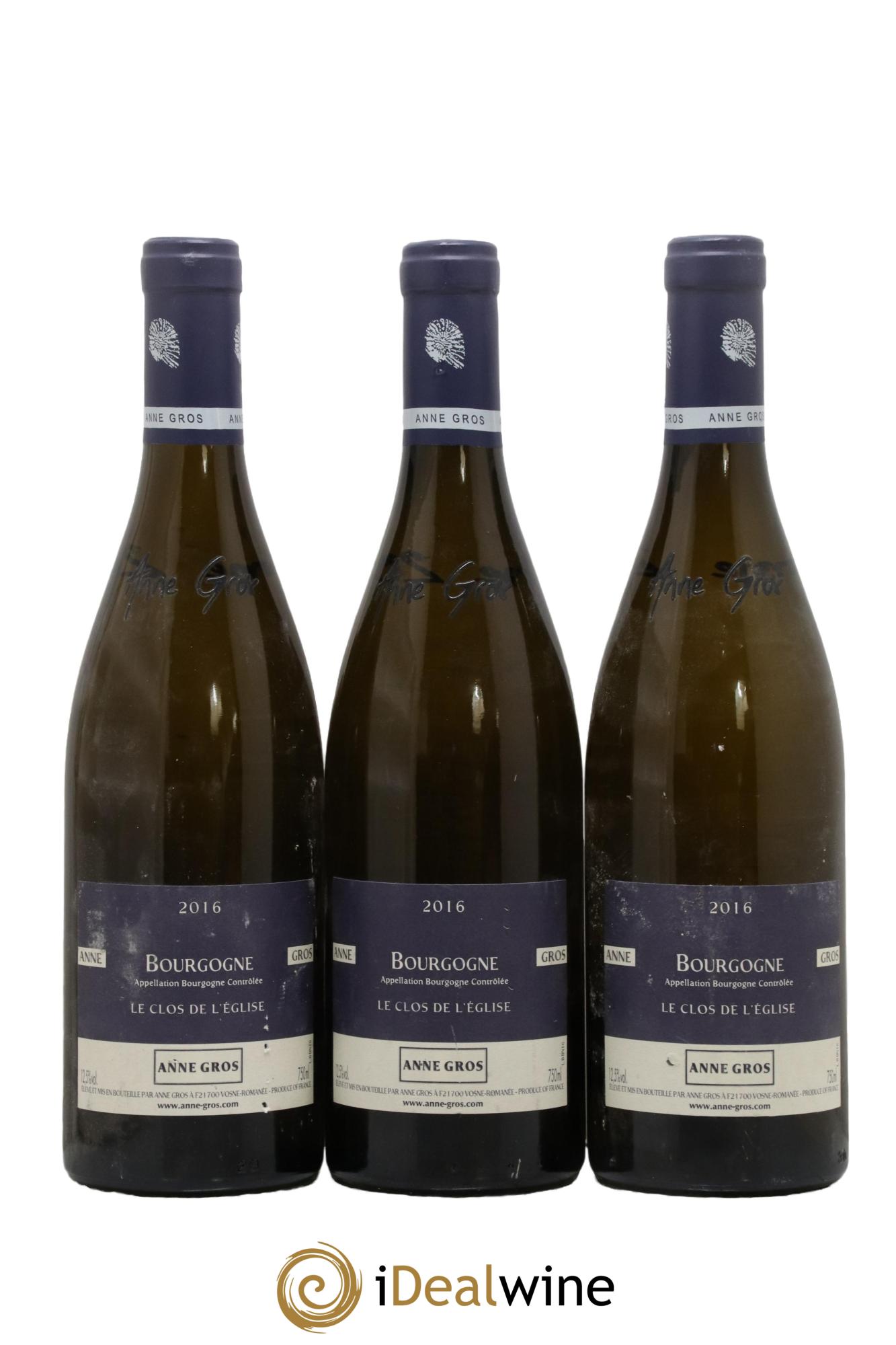 Bourgogne Le Clos de l'Eglise Anne Gros 2016 - Lot de 3 bouteilles - 0