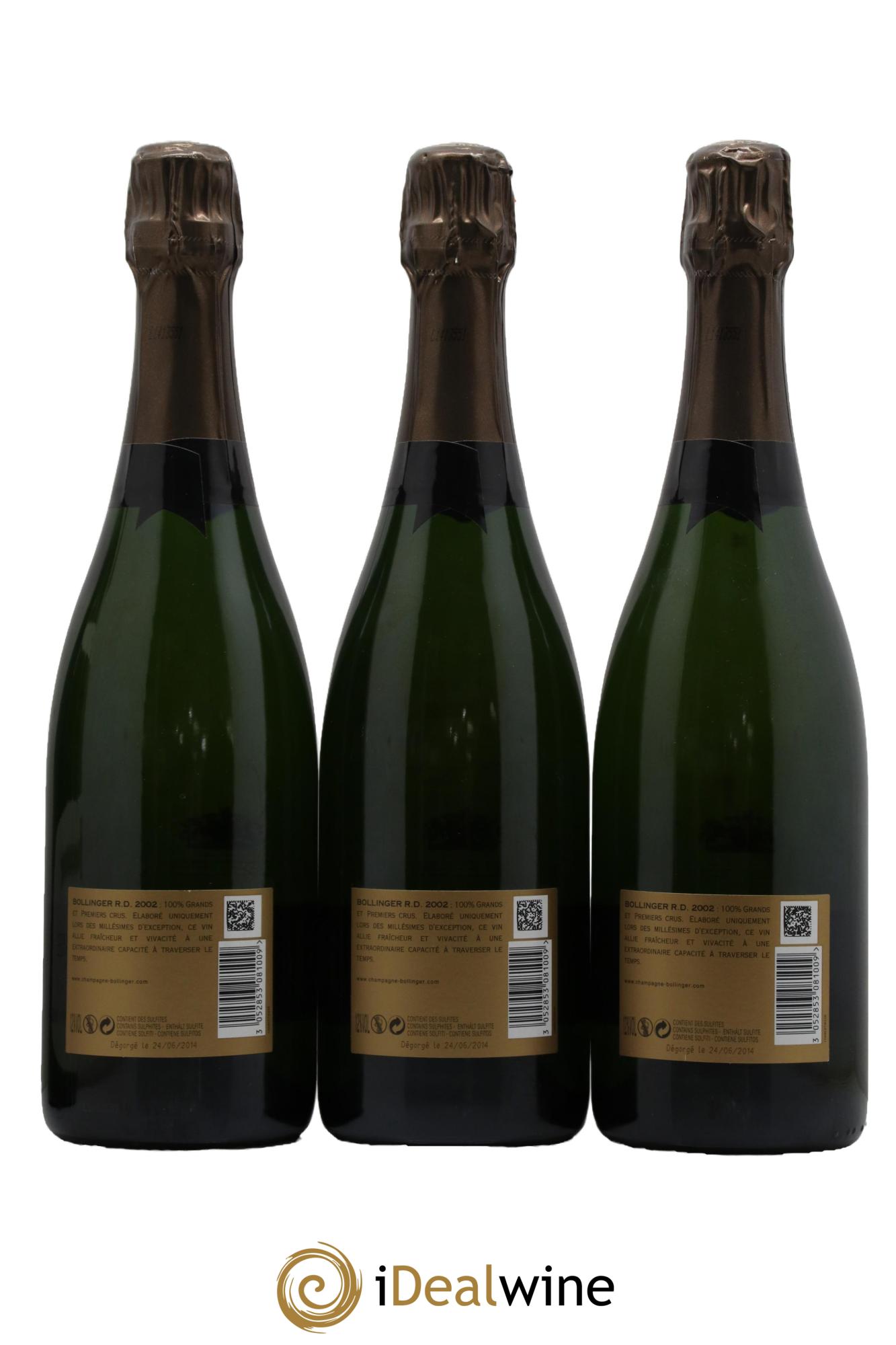 R.D. Extra-Brut Bollinger 2002 - Lot de 3 bouteilles - 1