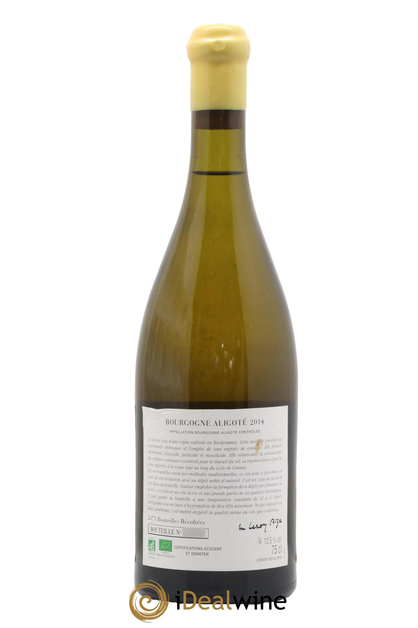 Bourgogne Aligoté Sous Chatelet d'Auvenay (Domaine)  2014 - Lotto di 1 bottiglia - 1