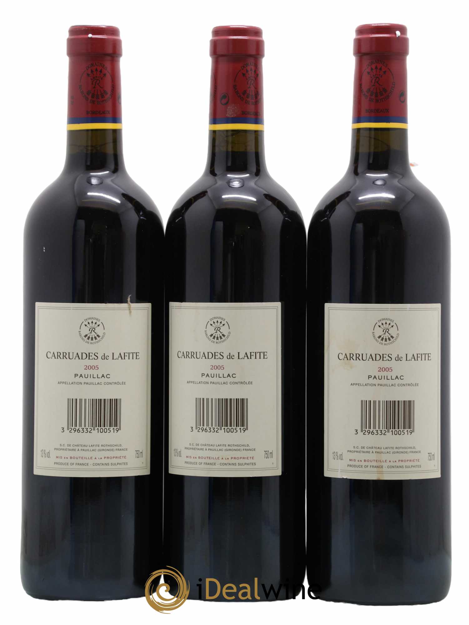 Carruades de Lafite Rothschild Second Vin  2005 - Lot of 3 bottles - 1