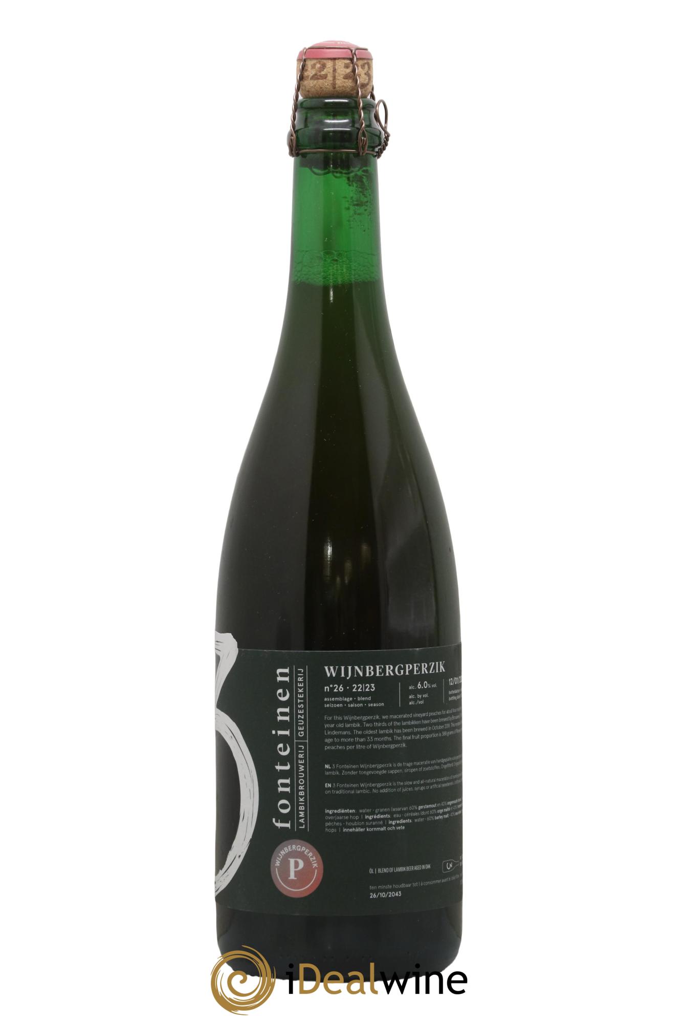 Bière 3 Fonteinen Wijnbergperzik (Pêche Wijnberg de Moselle) (season 22|23) Blend n° 26 - Lotto di 1 bottiglia - 0