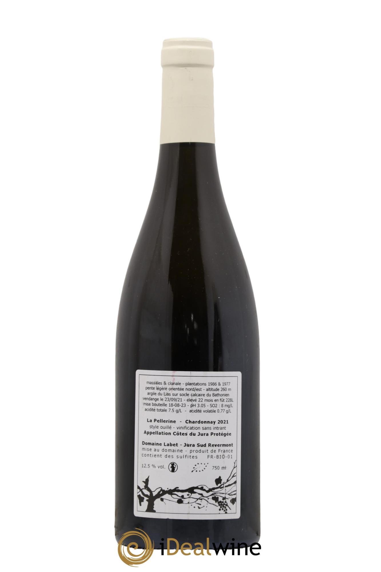 Côtes du Jura Chardonnay La Pellerine Romain - Julien - Charline Labet 2021 - Lot de 1 bouteille - 1