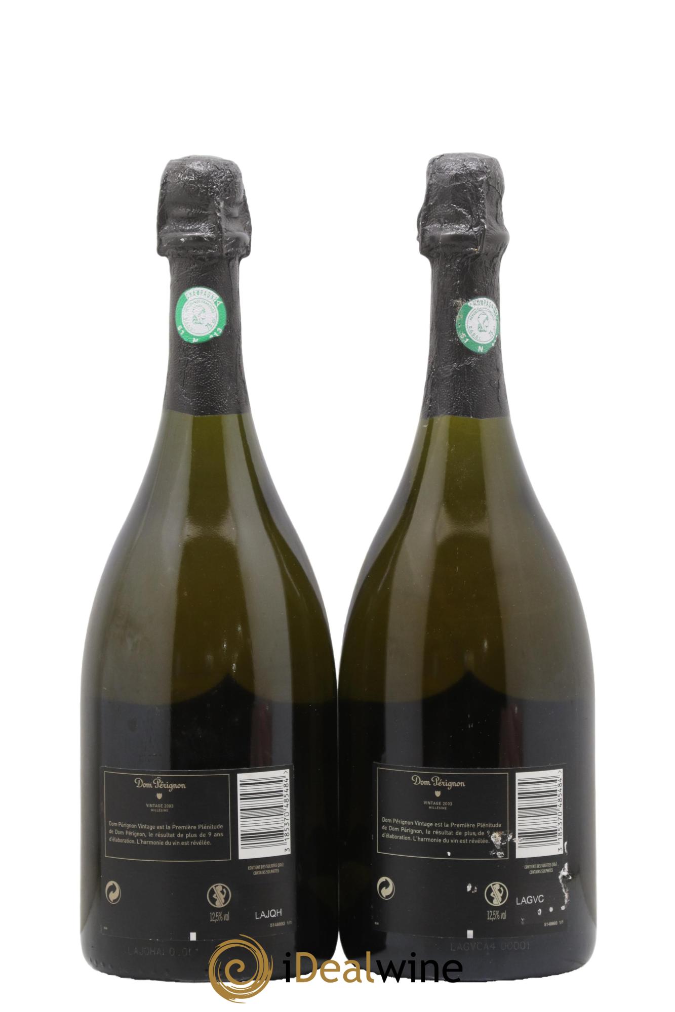 Brut Dom Pérignon 2003 - Lot of 2 bottles - 1