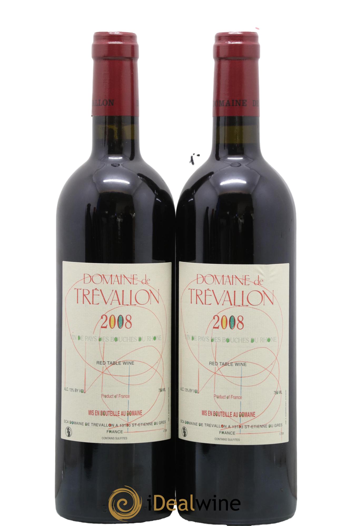 VDP Bouches du Rhône Trévallon (Domaine de) Eloi Dürrbach 2008 - Lot de 2 bouteilles - 0