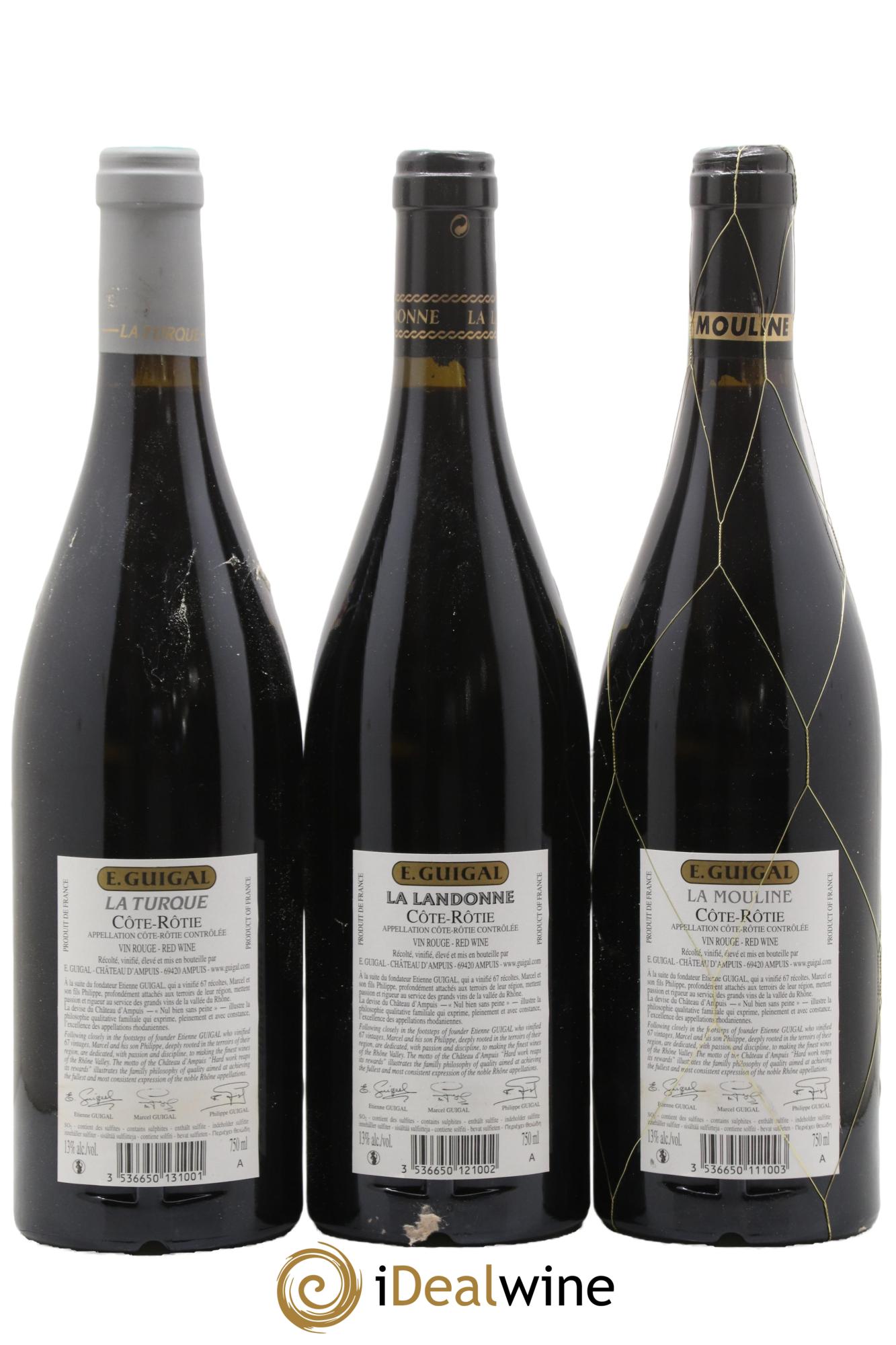 Côte-Rôtie Guigal Trilogie La Turque - La Landonne - La Mouline 2011 - Lot of 3 bottles - 1