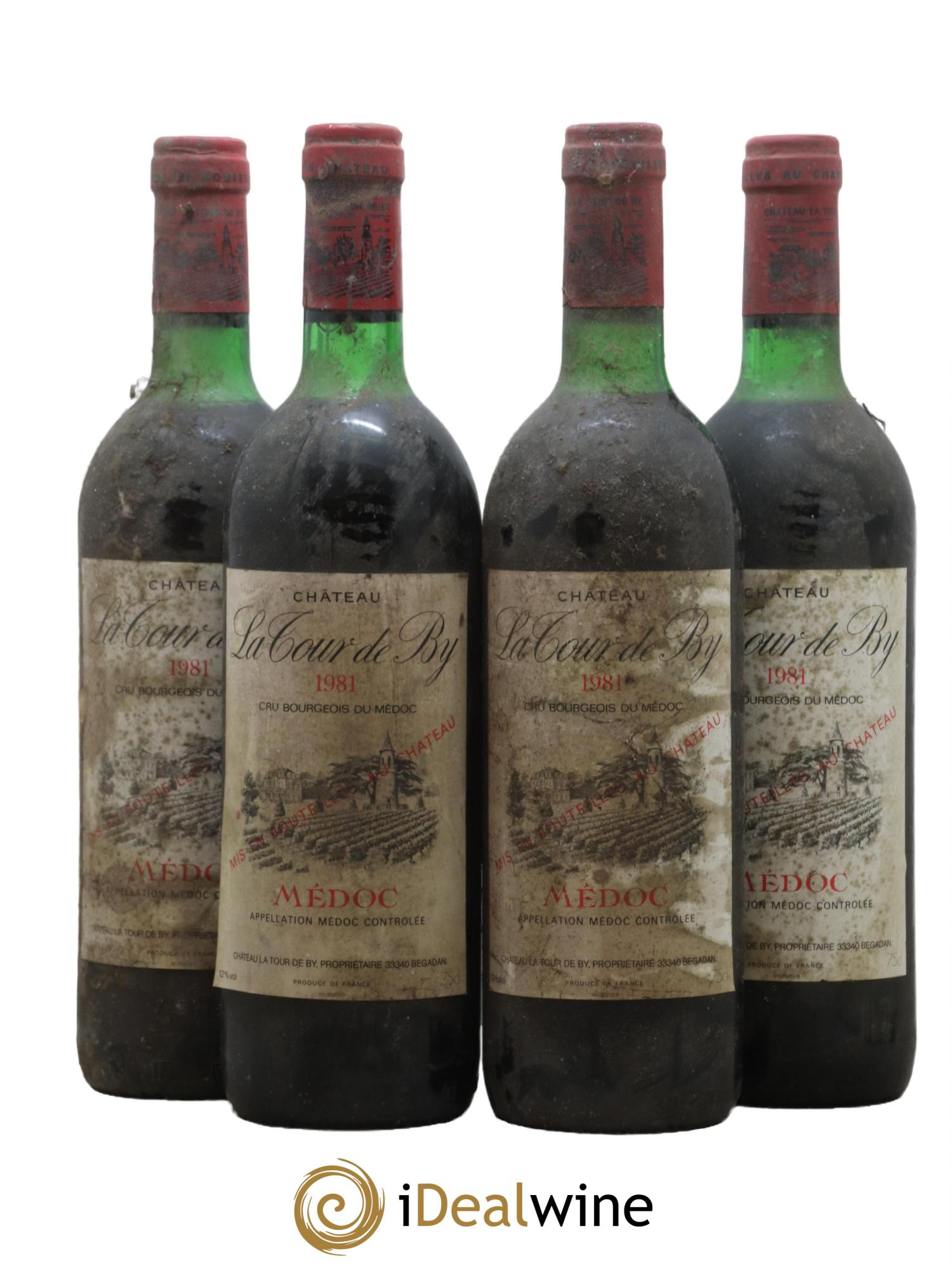 Château La Tour de By Cru Bourgeois 1981 - Lot de 4 bouteilles - 0
