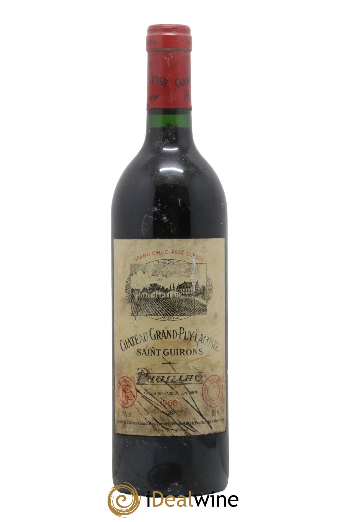 Château Grand Puy Lacoste 5ème Grand Cru Classé 1988 - Lot de 1 bouteille - 0