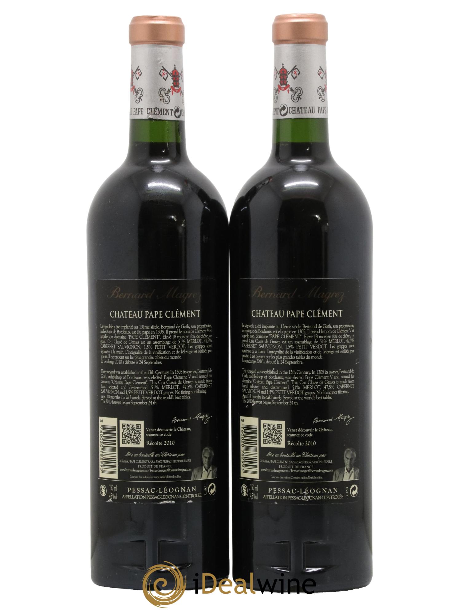 Château Pape Clément Cru Classé de Graves 2010 - Lot of 2 bottles - 1