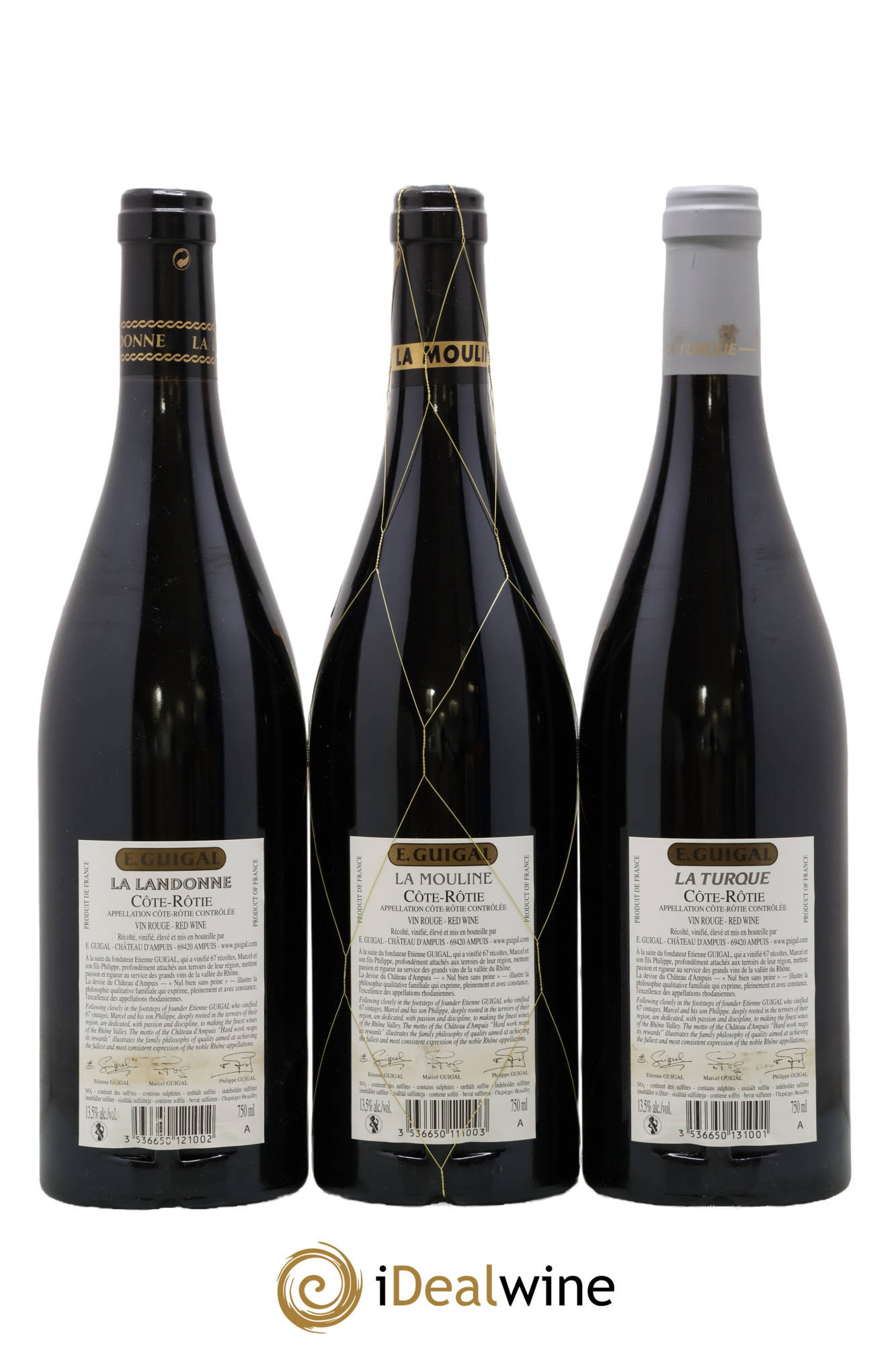 Côte-Rôtie Guigal Trilogie La Turque - La Landonne - La Mouline 2010 - Lot de 3 bouteilles - 1