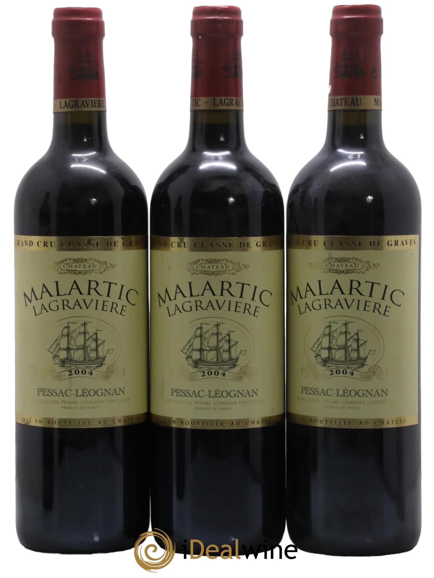 Château Malartic-Lagravière Cru Classé de Graves 2004 - Lot de 3 bouteilles - 0