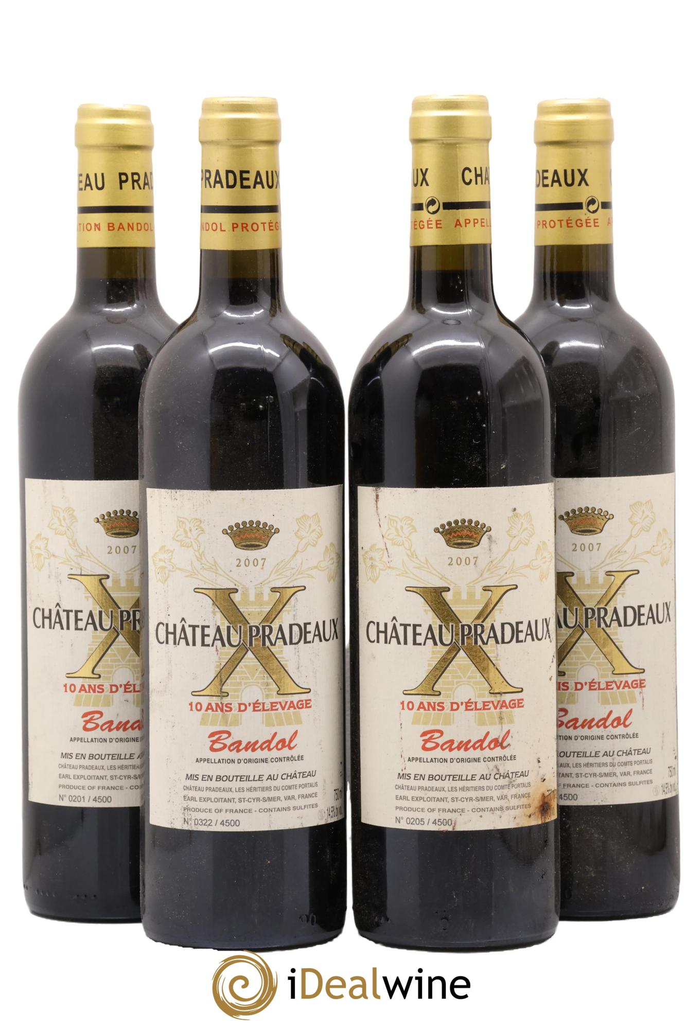 Bandol X 10 Ans D'Elevage Château Pradeaux 2007 - Lot de 4 bouteilles - 0