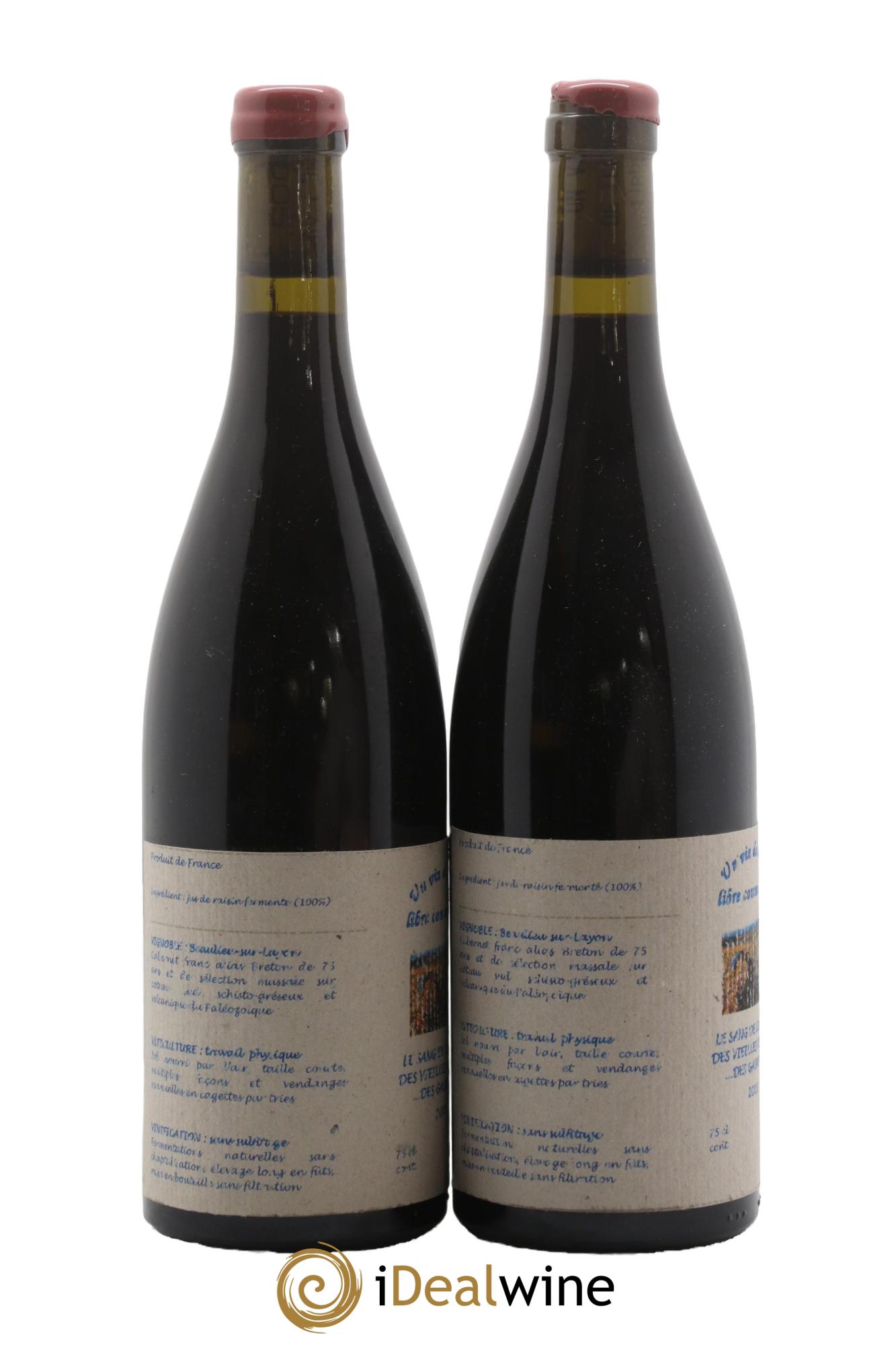 Vin de France Un vin de Terre Libre comme l'Air Le Sang de Lumière des Vieilles Vignes ... des Gasneries Josette Medau & Pierre Weyand 2005 - Lot de 2 bouteilles - 1