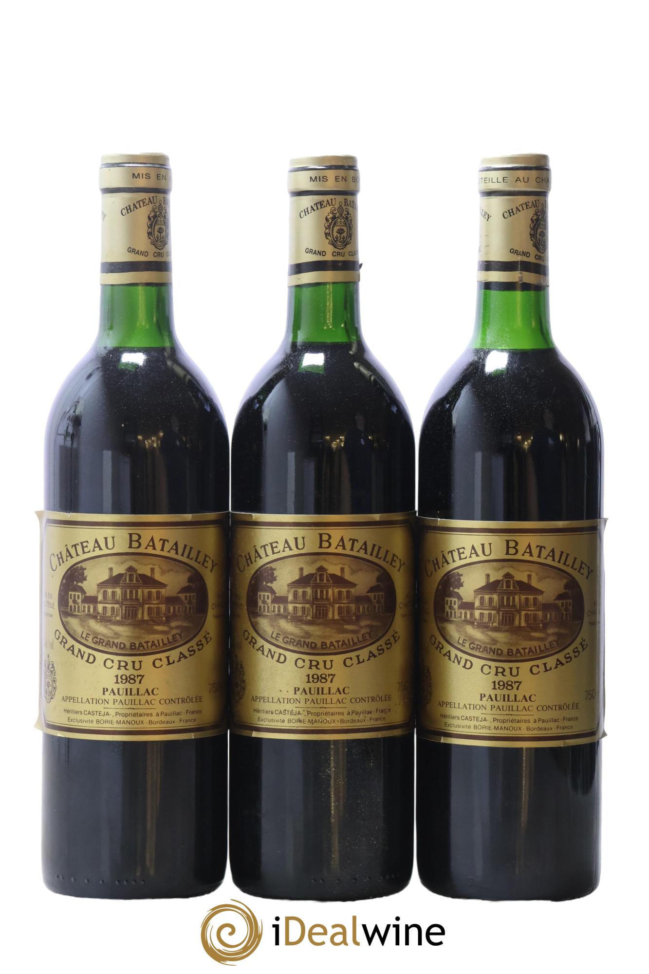 Château Batailley 5ème Grand Cru Classé 1987 - Lot de 3 bouteilles - 0