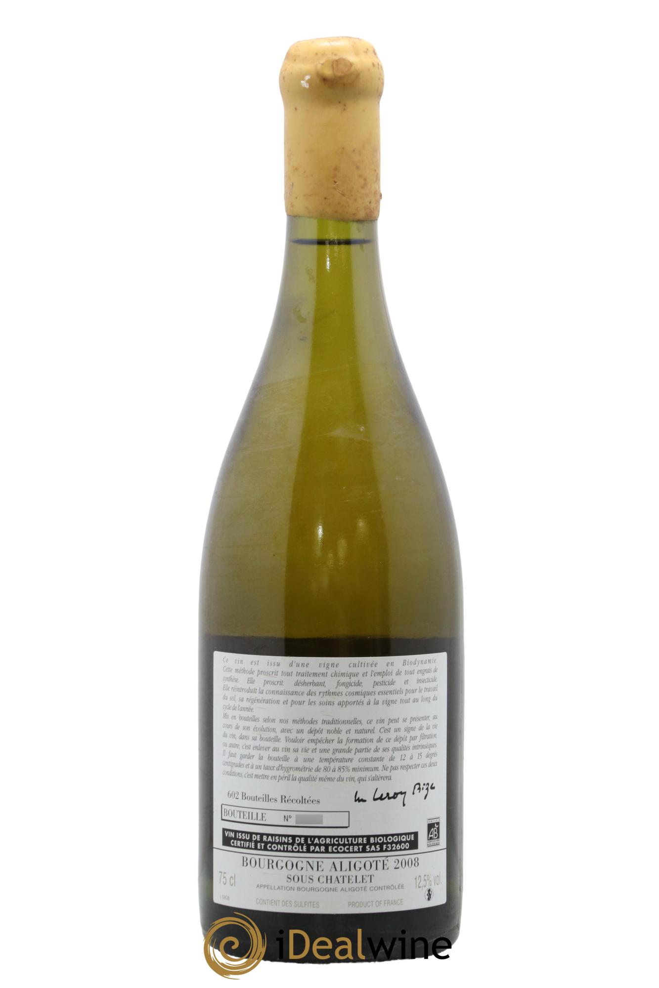 Bourgogne Aligoté Sous Chatelet d'Auvenay (Domaine) 2008 - Lotto di 1 bottiglia - 1