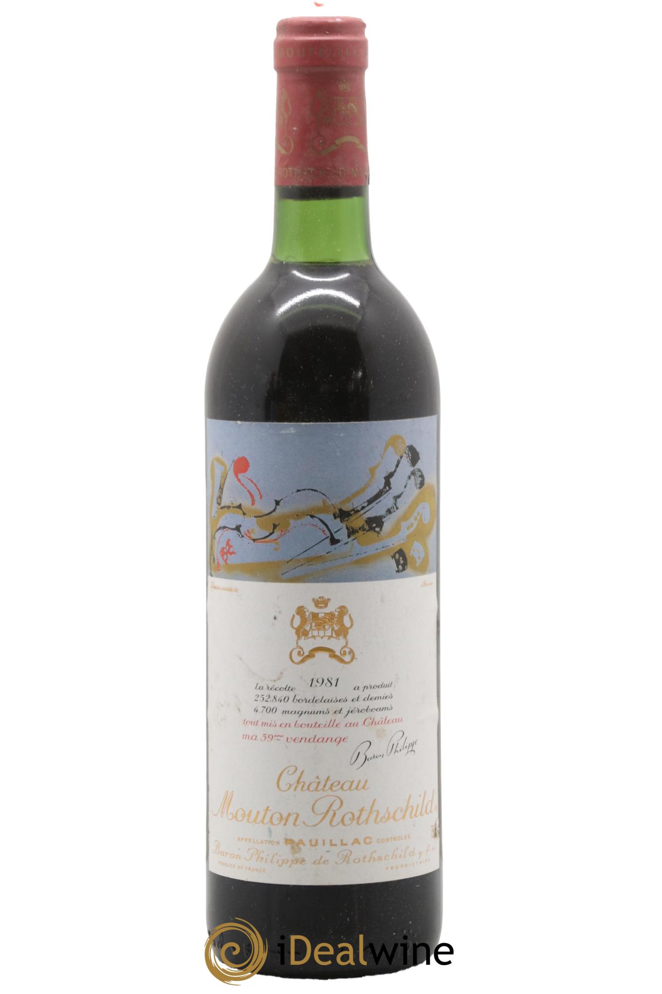 Château Mouton Rothschild 1er Grand Cru Classé 1981 - Lot de 1 bouteille - 0