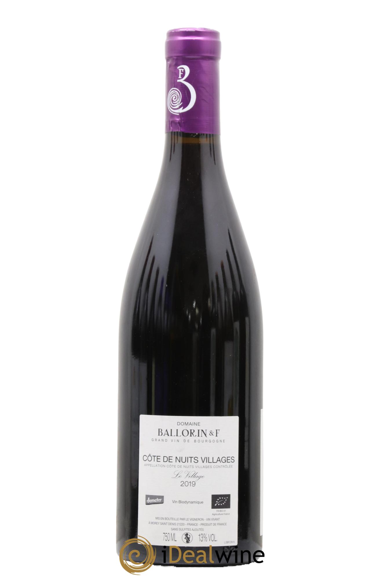Côte de Nuits-Villages Le Village Ballorin & F(Domaine) 2019 - Lot de 1 bouteille - 1
