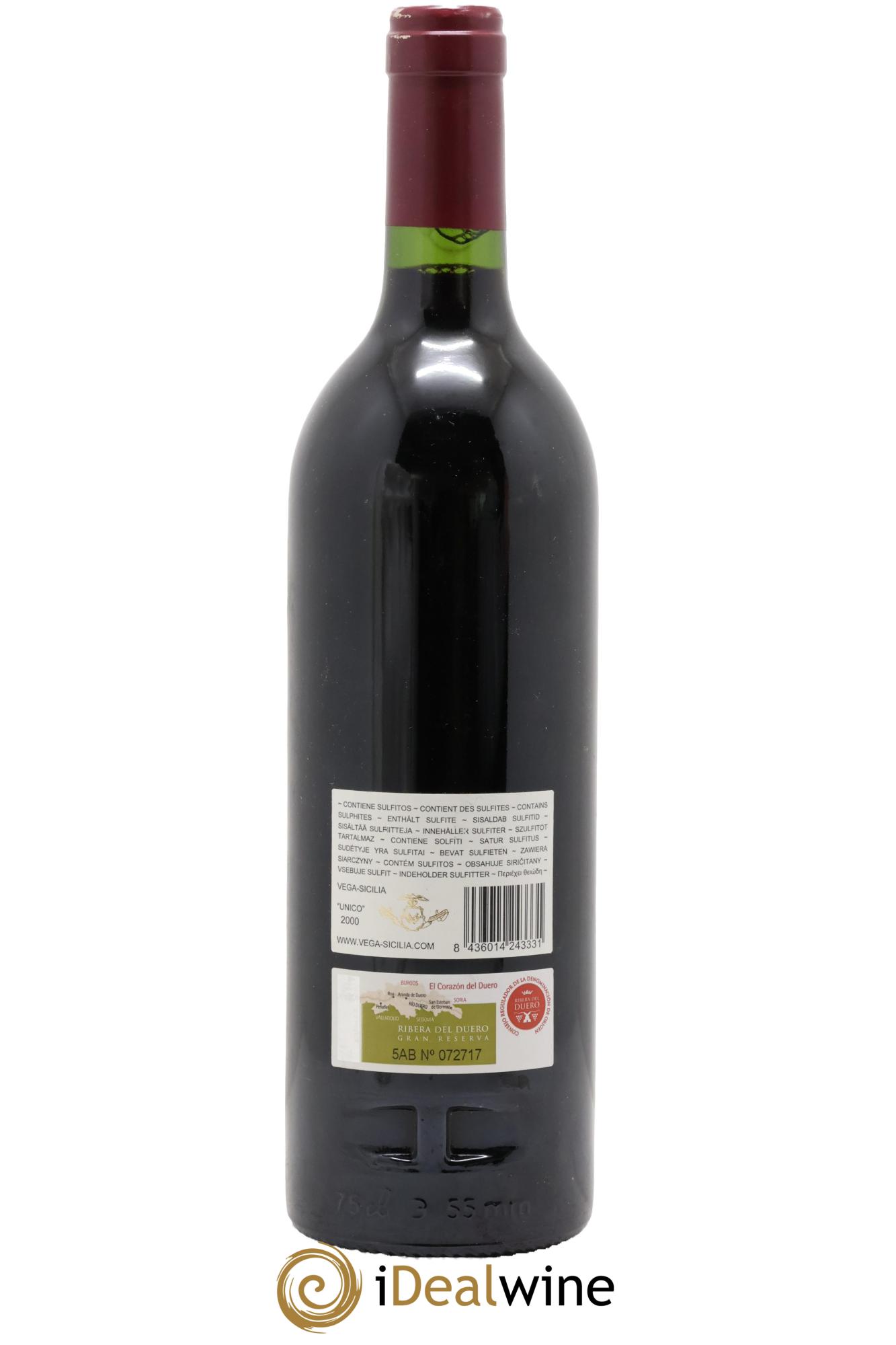 Ribera Del Duero DO Vega Sicilia Unico Famille Alvarez 2000 - Lot de 1 bouteille - 1
