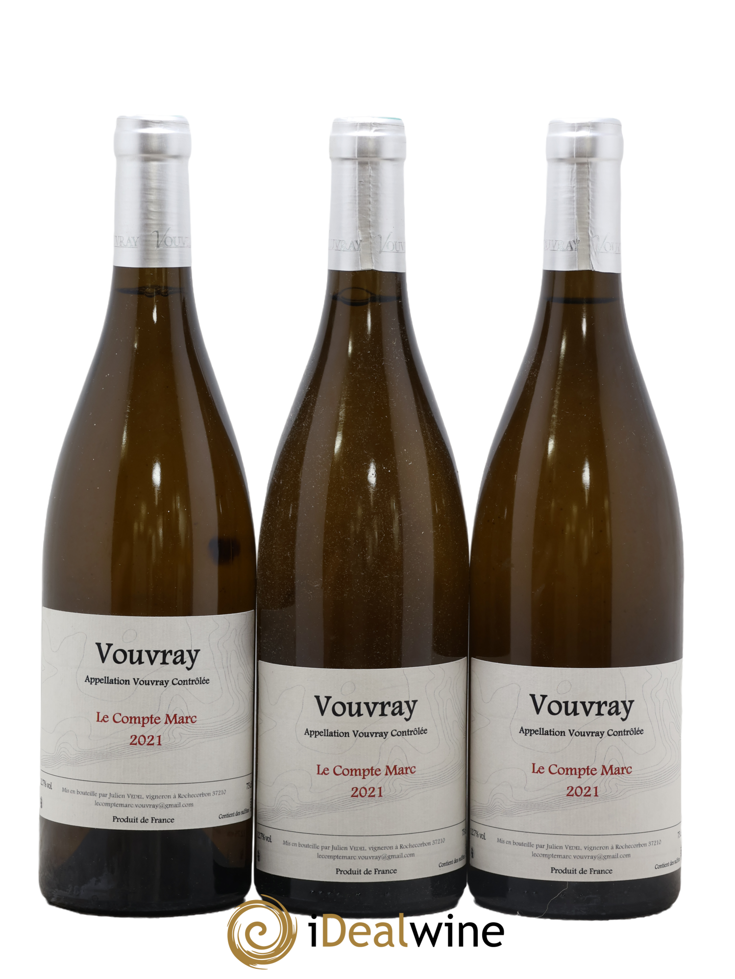 Vouvray Le Compte Marc Julien Vedel 2021 - Lotto di 3 bottiglie - 0