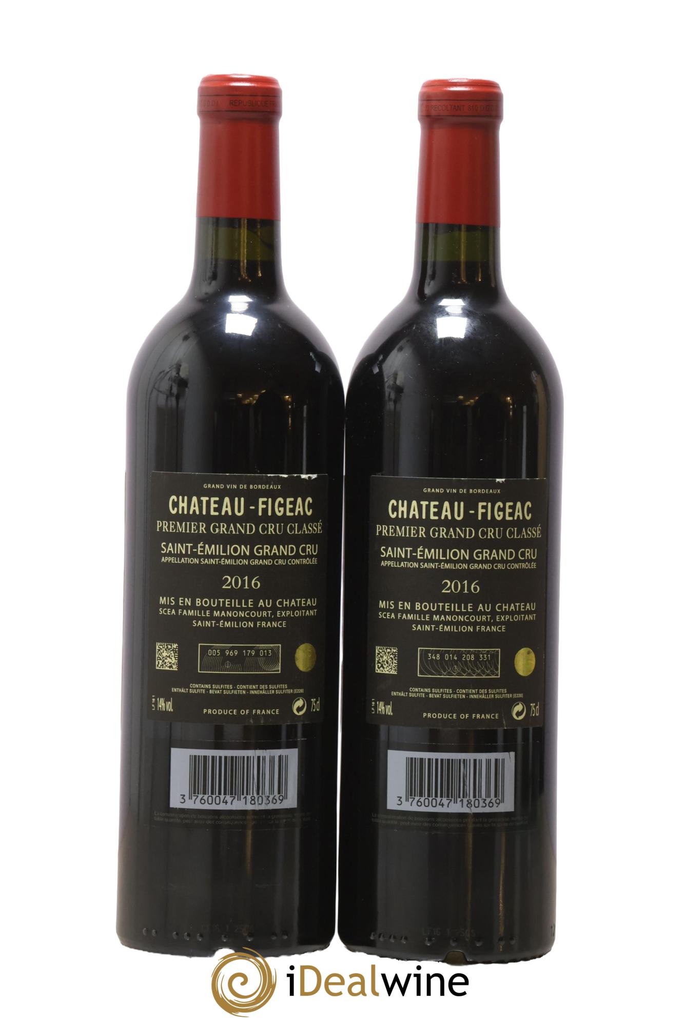 Château Figeac 1er Grand Cru Classé A 2016 - Lot of 2 bottles - 1
