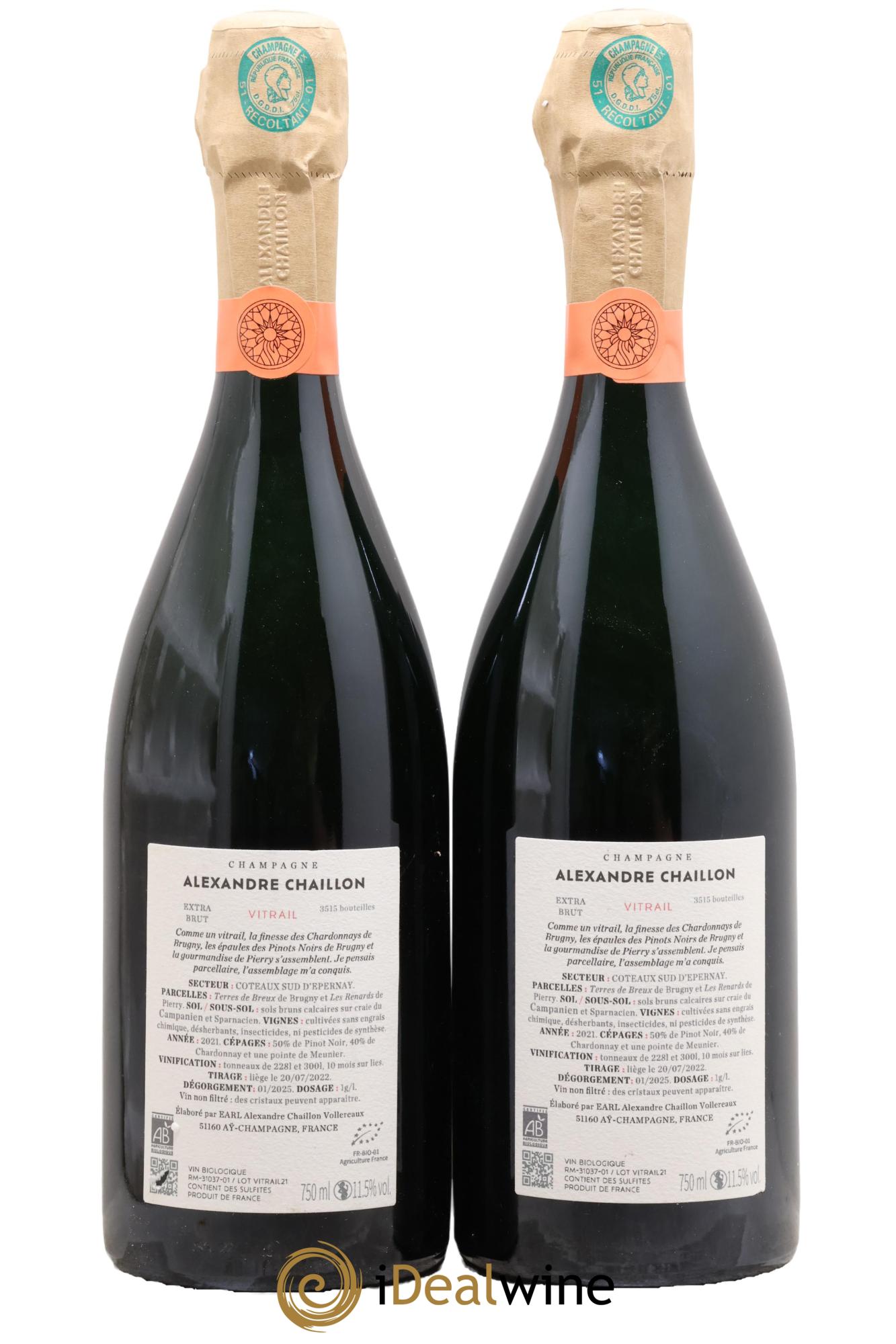 Extra Brut Vitrail Alexandre Chaillon 2021 - Lot de 2 bouteilles - 1