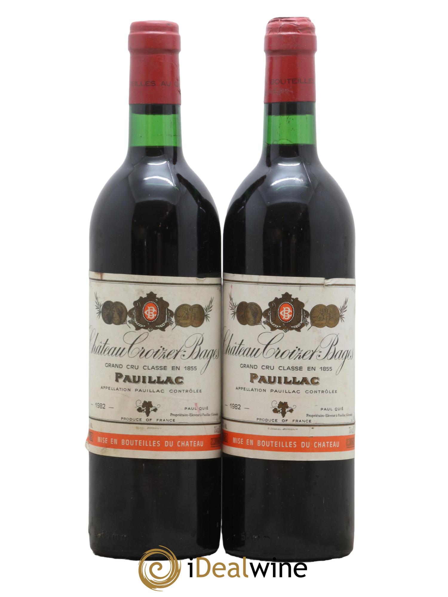 Château Croizet Bages 5ème Grand Cru Classé 1982 - Lot de 2 bouteilles - 0