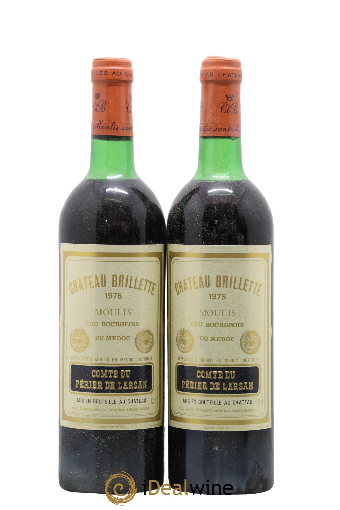 Château Brillette Cru Bourgeois 1975 - Lot de 2 bouteilles - 0
