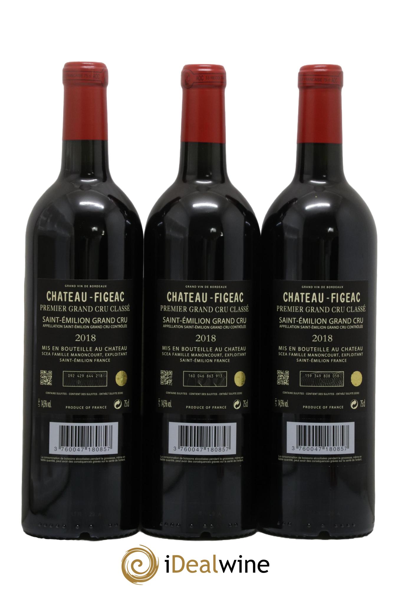 Château Figeac 1er Grand Cru Classé A 2018 - Lot de 3 bouteilles - 1